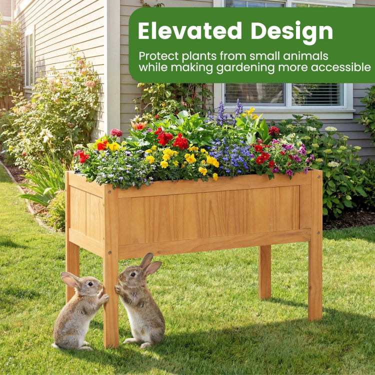 Hivvago Wood Raised Garden Bed Elevated Planter Box with Bed Liner and Drainage Holes for Vegetables Flowers Herbs