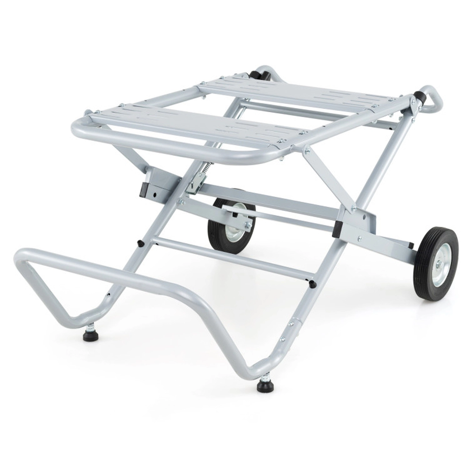 SUGIFT Folding Rolling 8-in Wheels Metal Portable Table Saw Stand 47-in x 28.5-in x 23-in 331-lb Capacity Silver