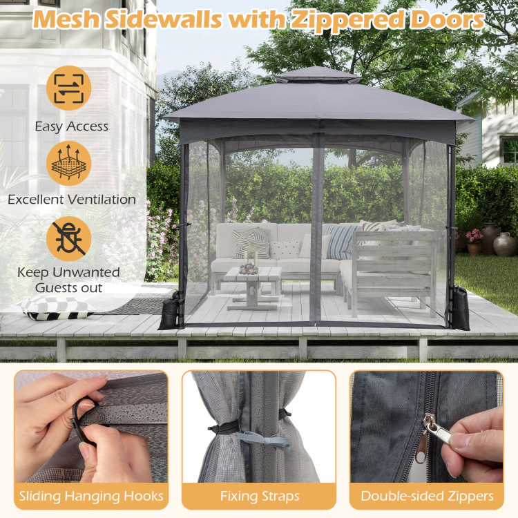 Hivvago 10 X FT Heavy-Duty Patio Gazebo with Netting Walls and 4 Sandbags