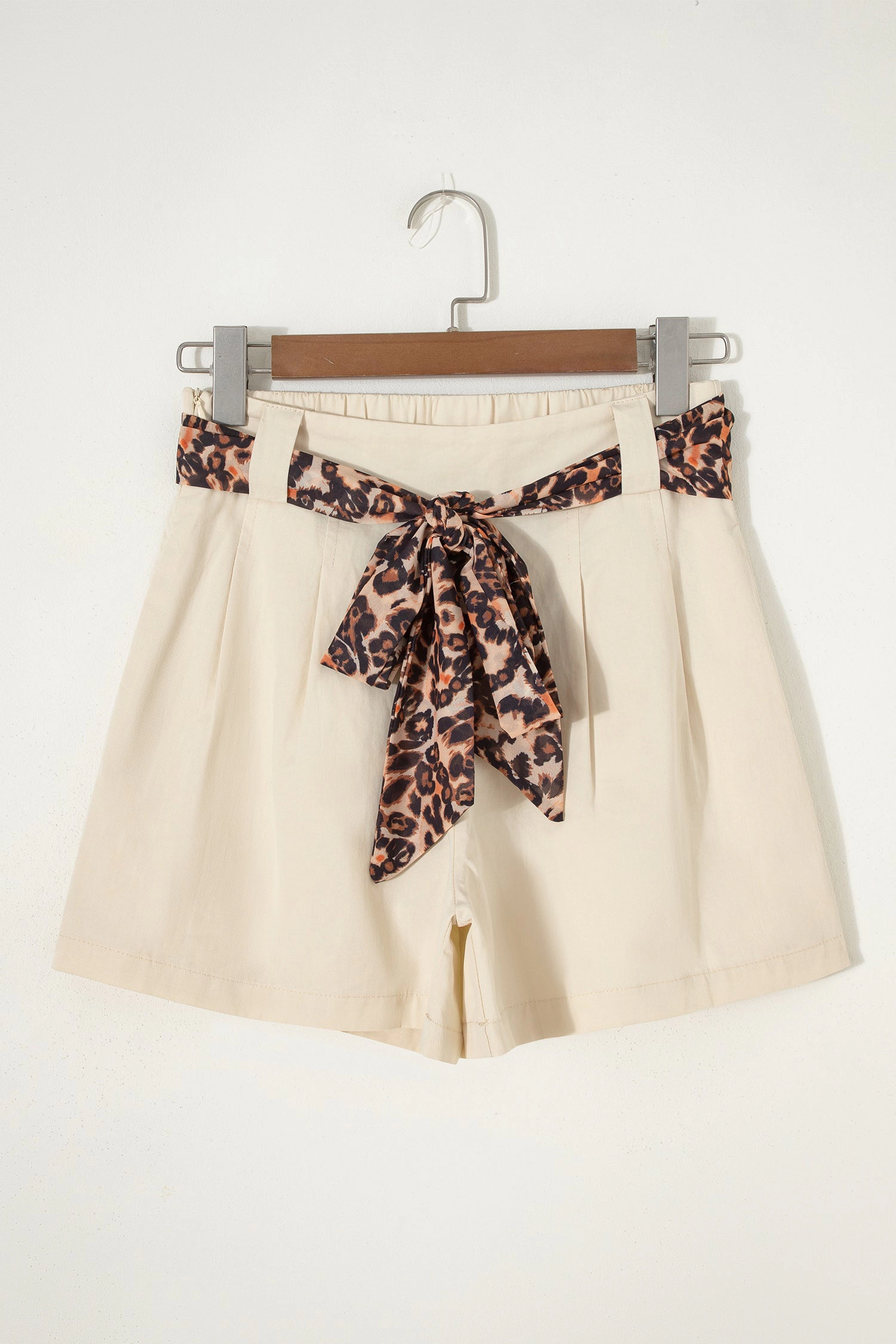 Threaded Pear Womens Ariel Pleated Wide-Leg Shorts - Oatmeal 100% Cotton