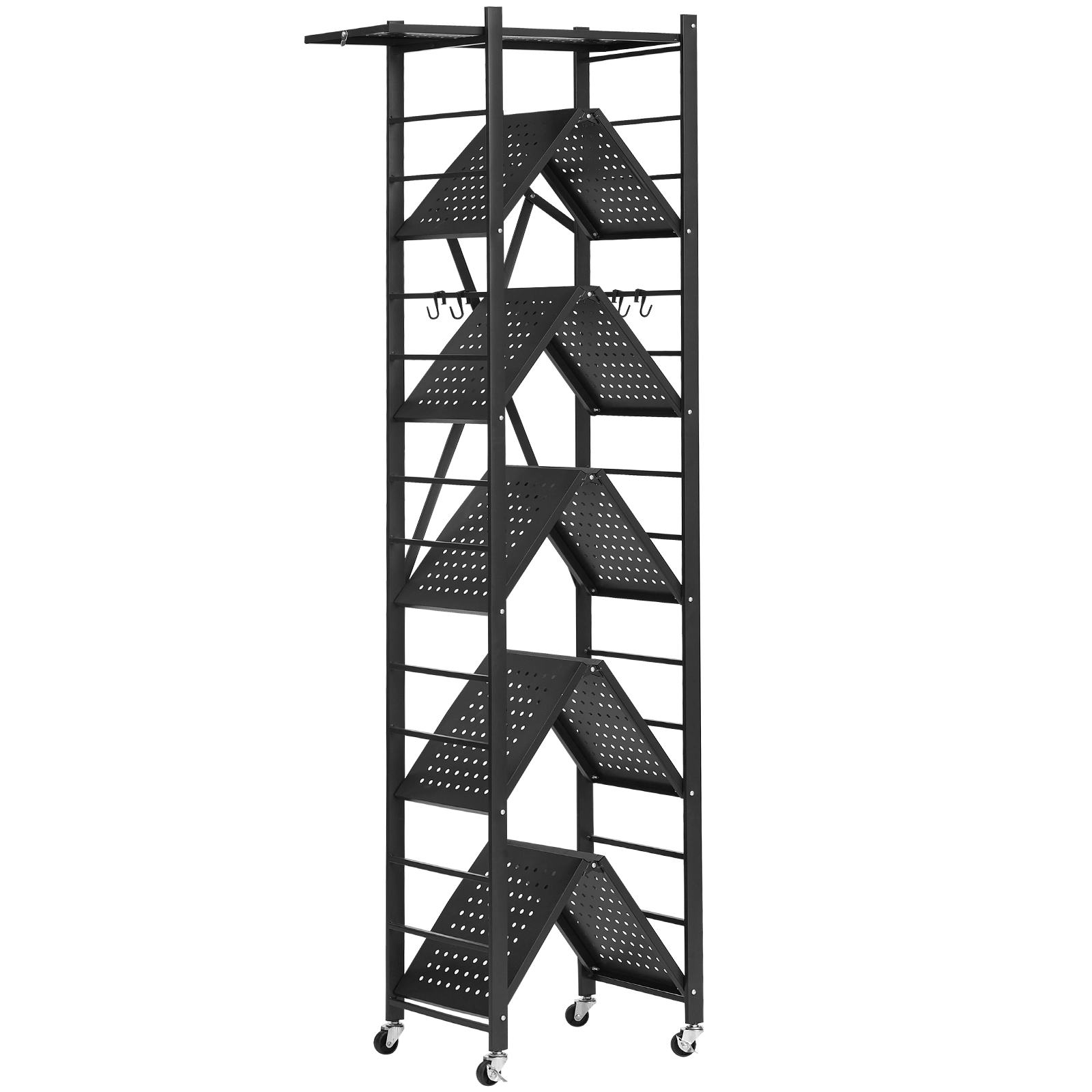Flynama 6-Tier Foldable Storage Shelf with Wheels 24 x 12 x 72-inch Metal Shelving