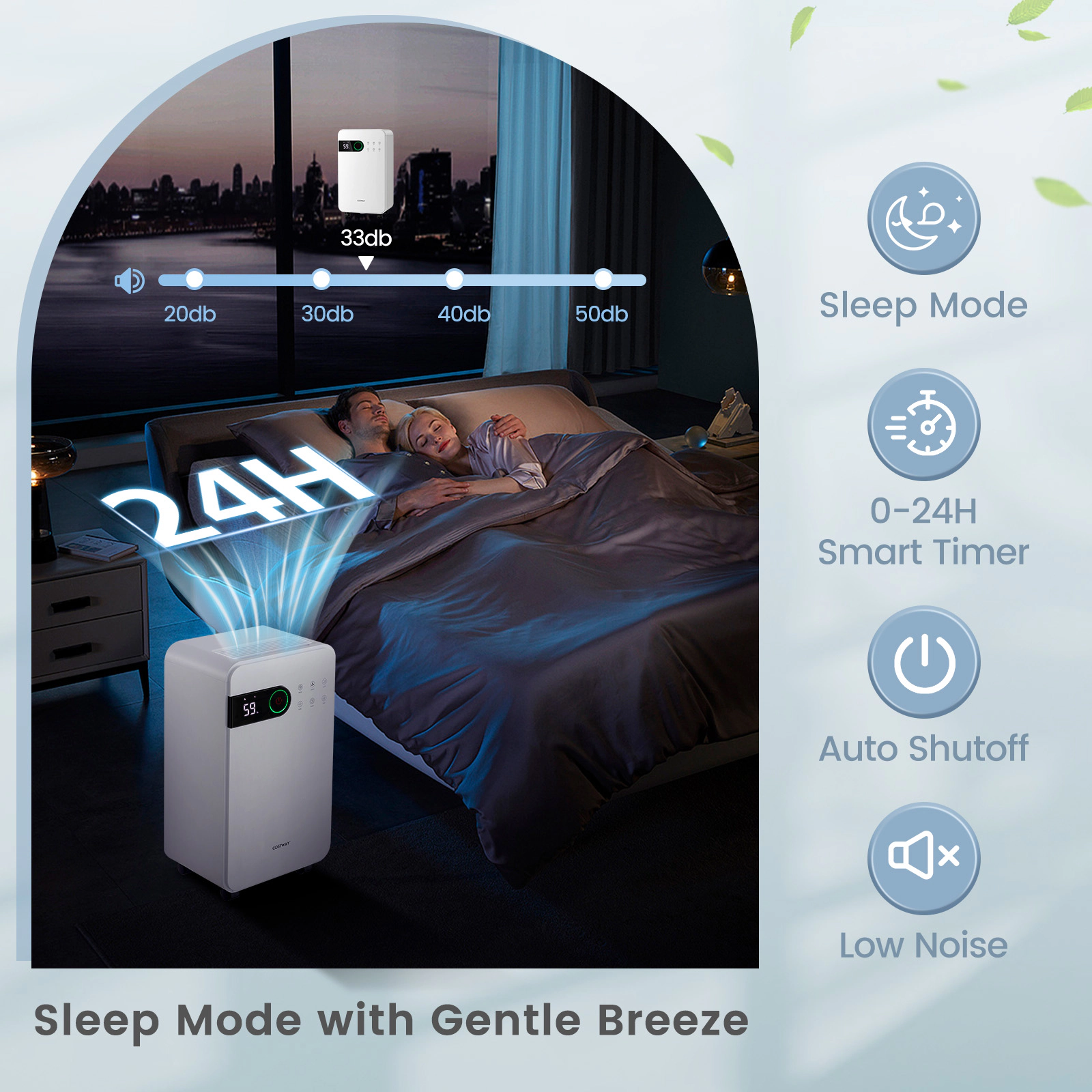 LJG 32 Pints Dehumidifier with Sleep Mode and 24H Timer for Home Basement