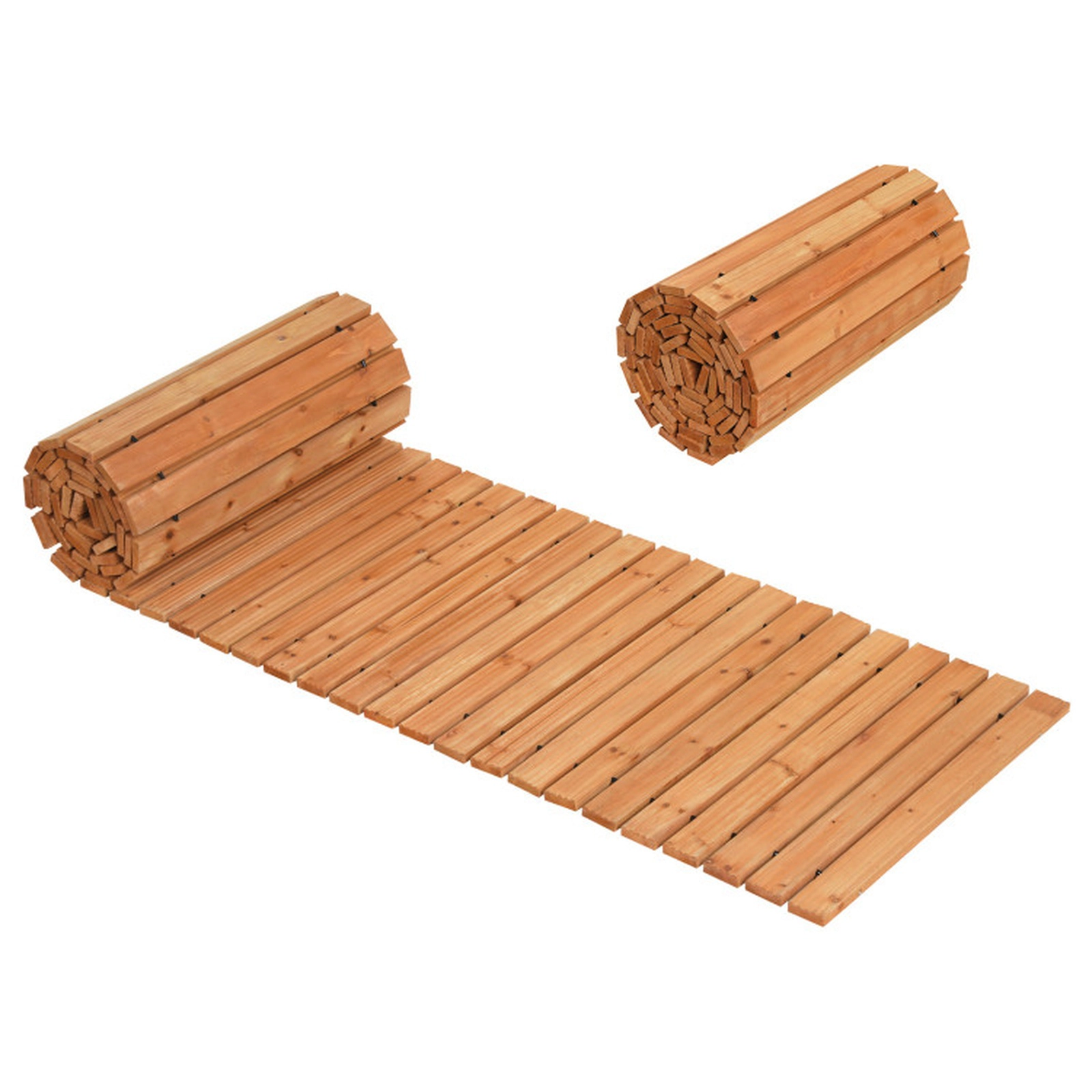 SUGIFT Natural Cedar Wood Roll Out Garden Pathway with Anti-Slip Texture 12-ft W 22-in D 0.6-in H