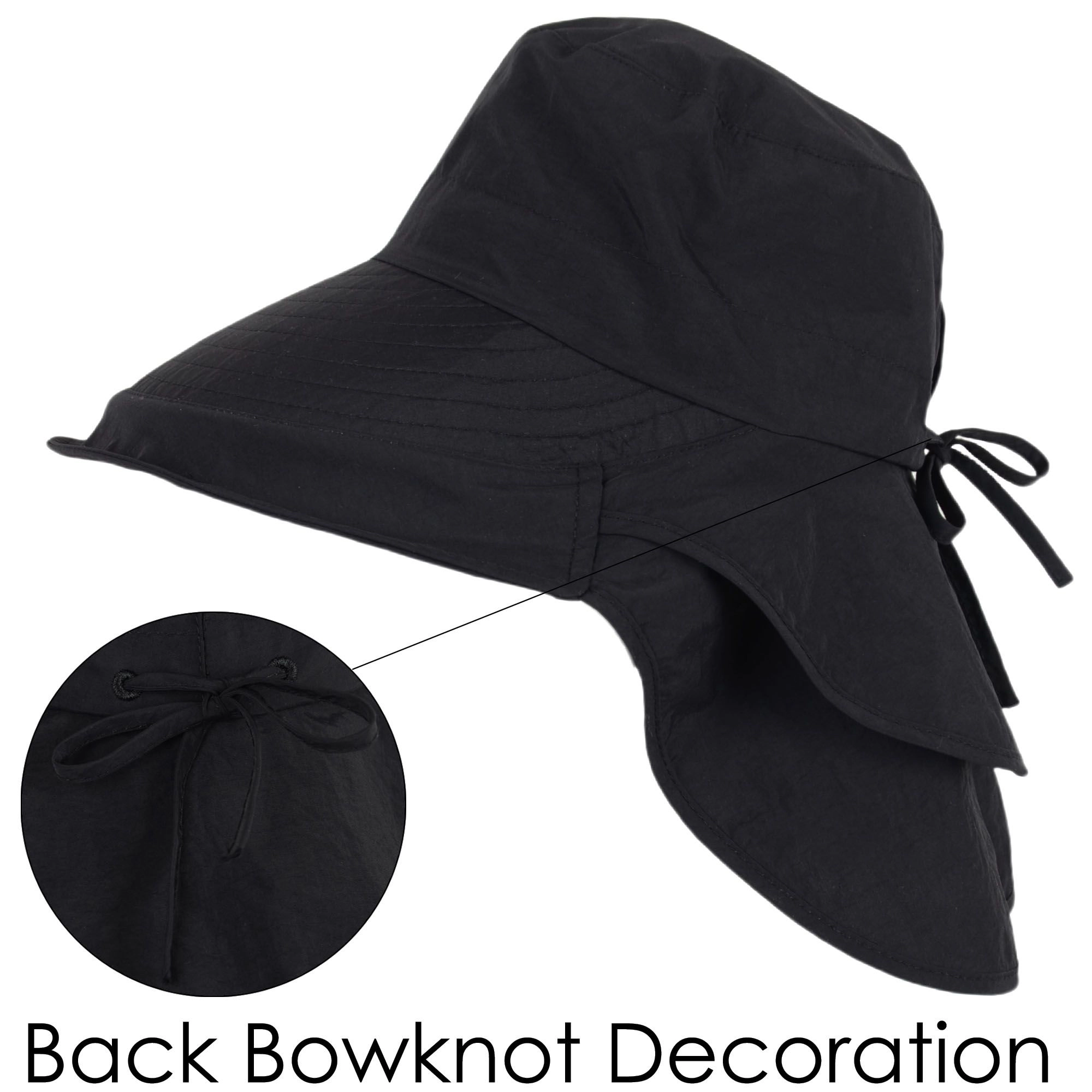 Anna-Kaci Womens Sun Hat Wide Brim Bucket Hats with Neck Flap and Ponytail Hole for Summer Beach Fishing Hiking