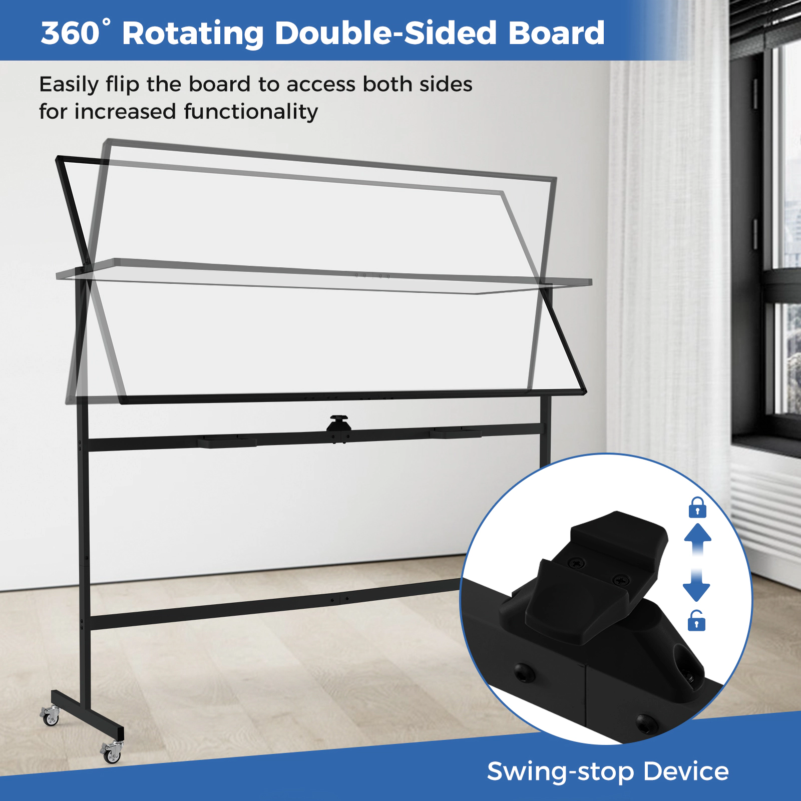 SUGIFT Rolling Double-Sided Magnetic Whiteboard with 72 x 36-in Writing Surface on Mobile Stand White/Black/Green