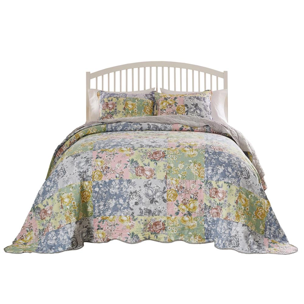 Greenland Home Fashions Emma Patchwork Cotton with Scalloped Borders Bedspread Set 3 Piece