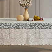 HLC.ME Scroll Scalloped Lace Fabric Wrinkle Resistant Tablecloth