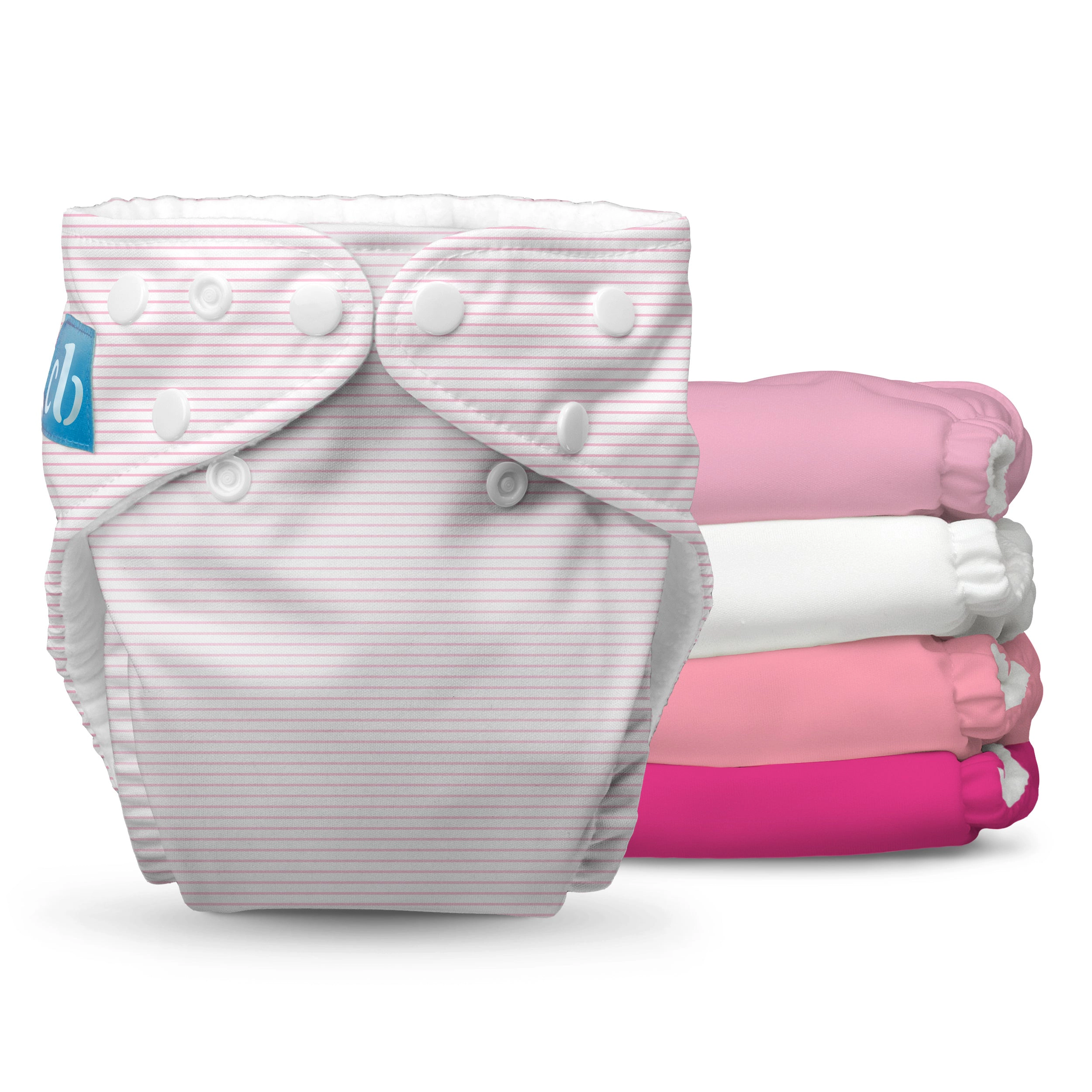Charlie Banana One-Size Reusable Cloth Diaper Pack - Fleece Lined (5 Diapers, 5 Inserts) - Pastel Pink