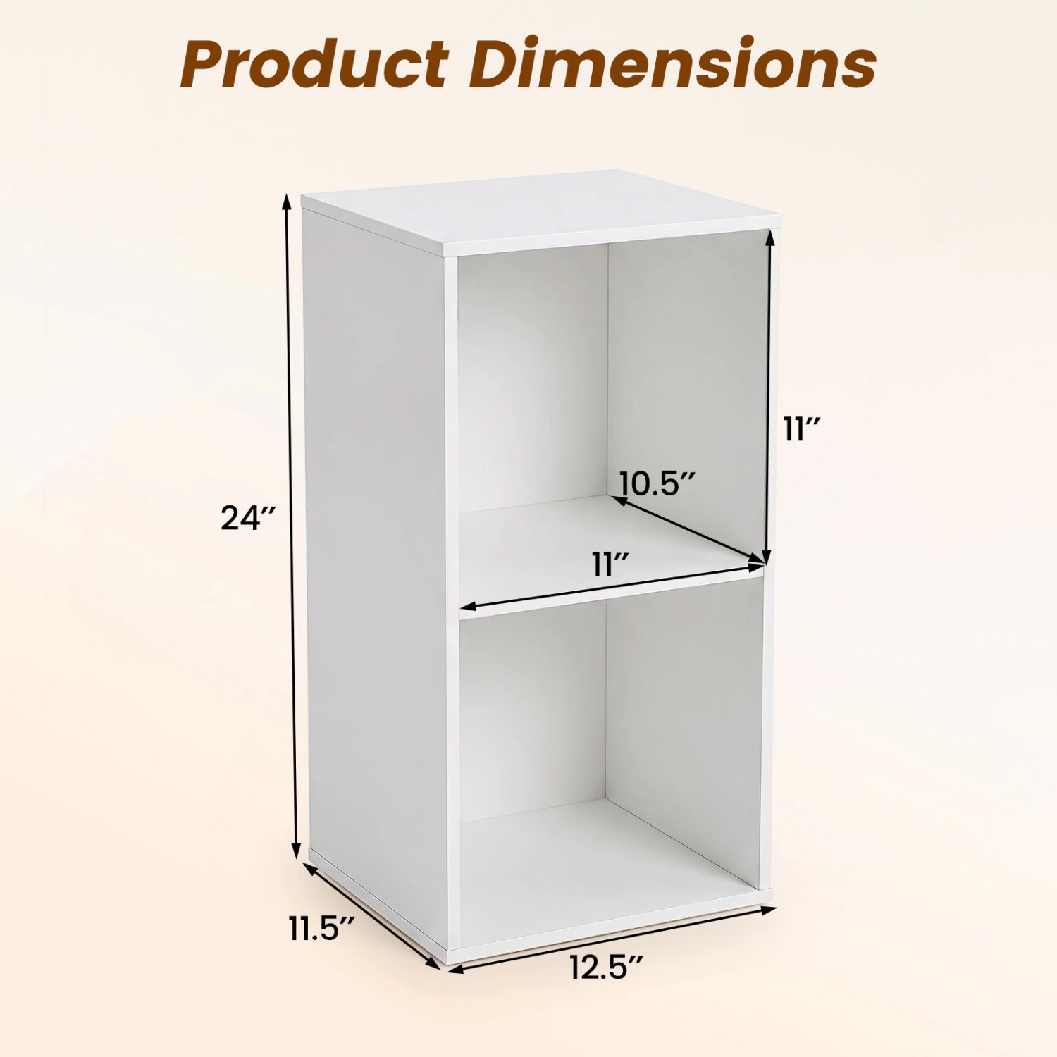 LJG 2-Cube Vertical or Horizontal Freestanding Bookshelf with 2 Compartments and 2 Anti-Tipping Kits for Home Office