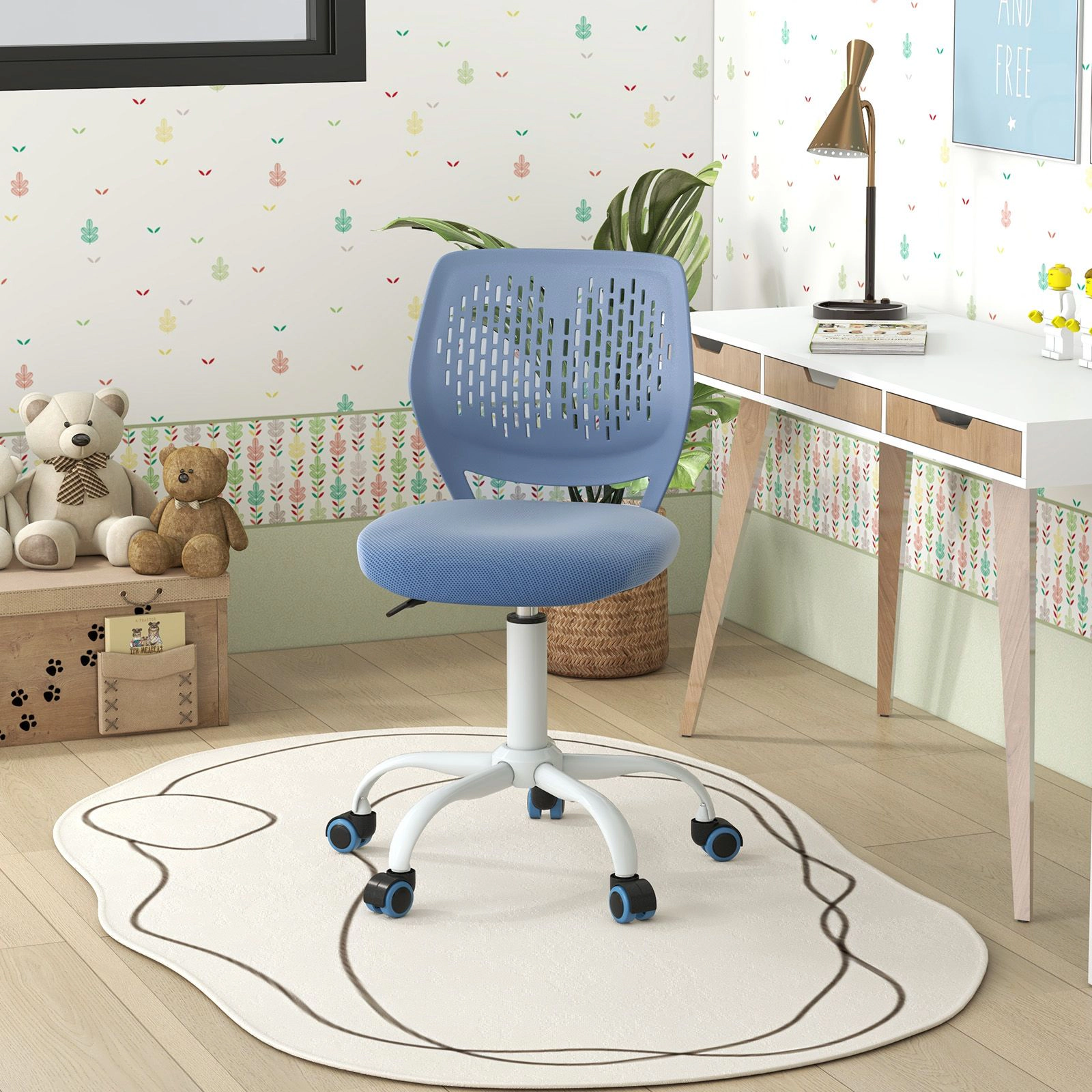 SlickBlue Children Swivel Task Chair with Rolling Casters and Seat