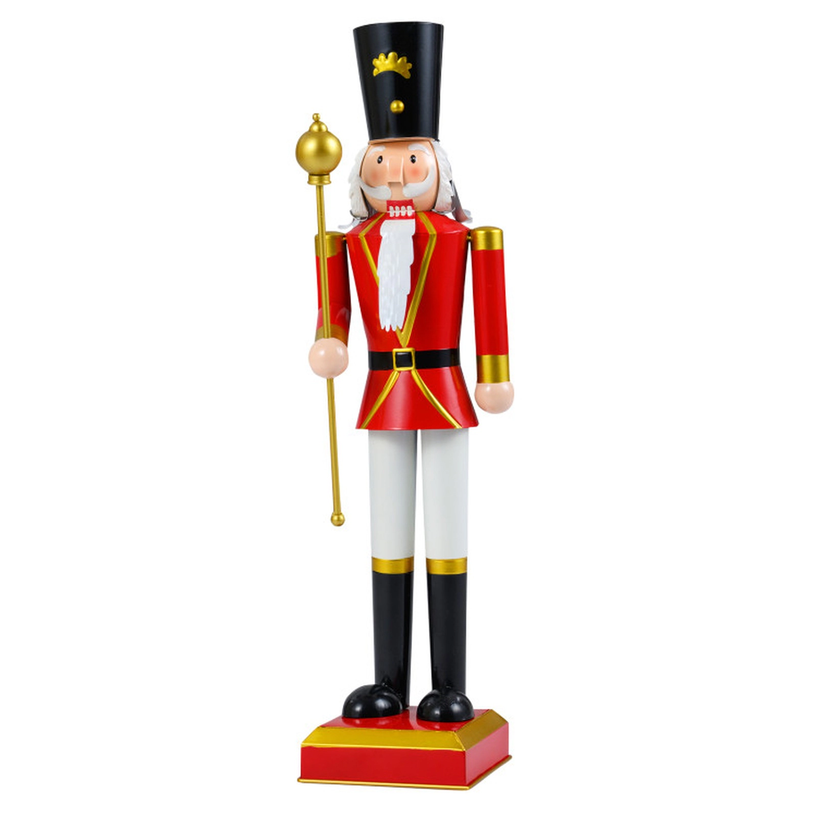 SUGIFT 32.5-in Christmas Nutcracker with High Hat and Scepter Red + Black + Golden/ White + Golden