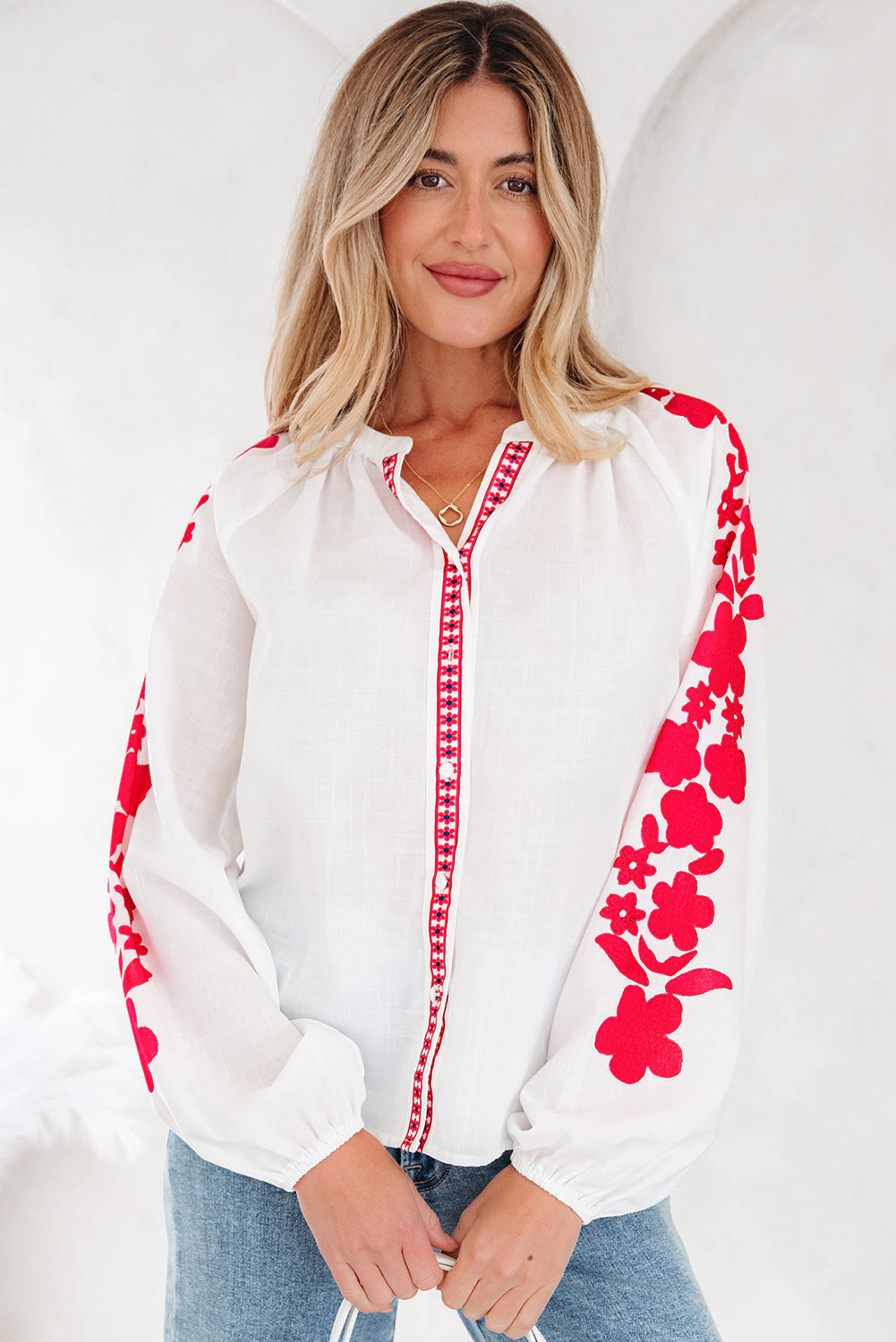 Threaded Pear Women's Karibella Sleeve Casual Shirt Long Top