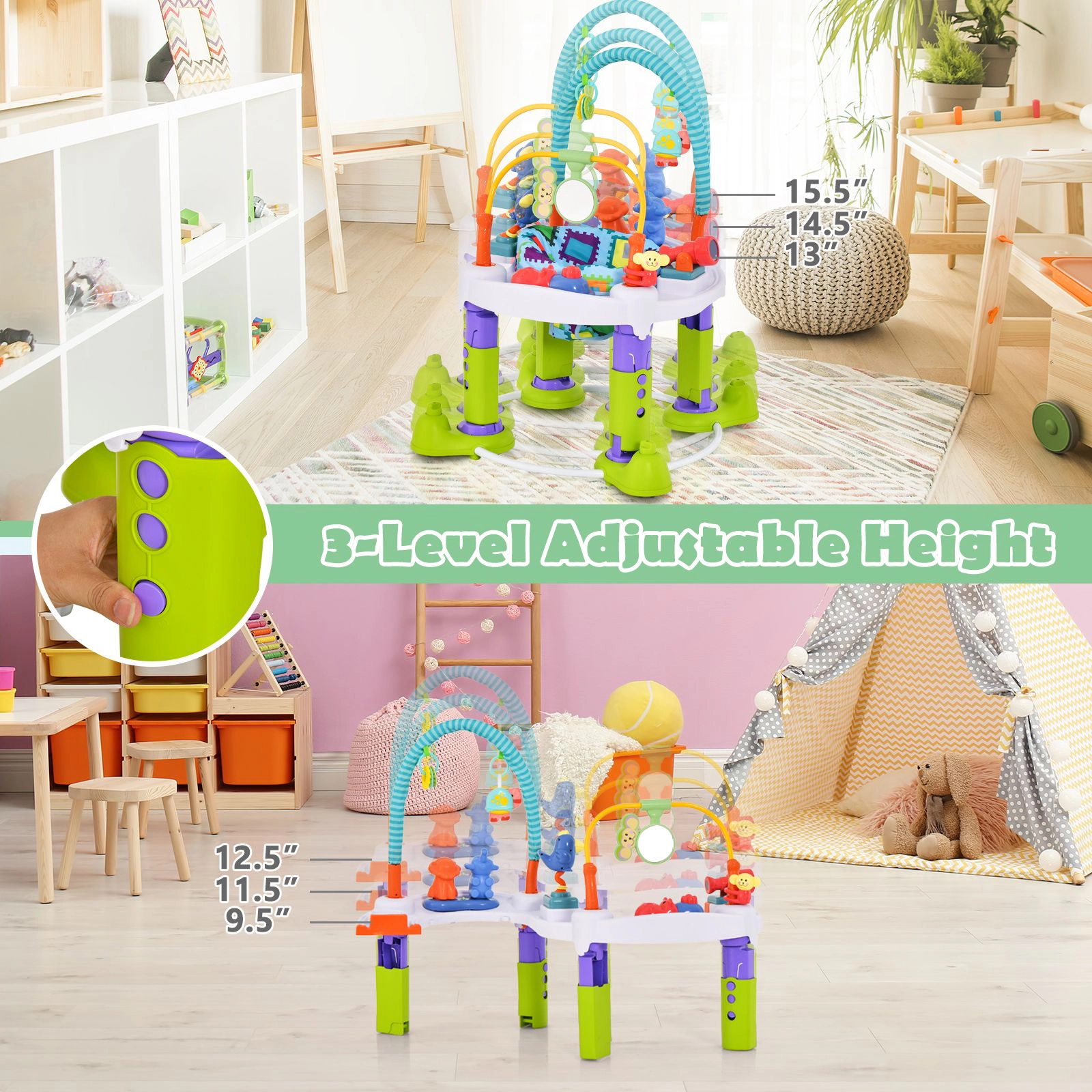 SlickBlue 4-in-1 Baby Bouncer Activity Center with Adjustable Height