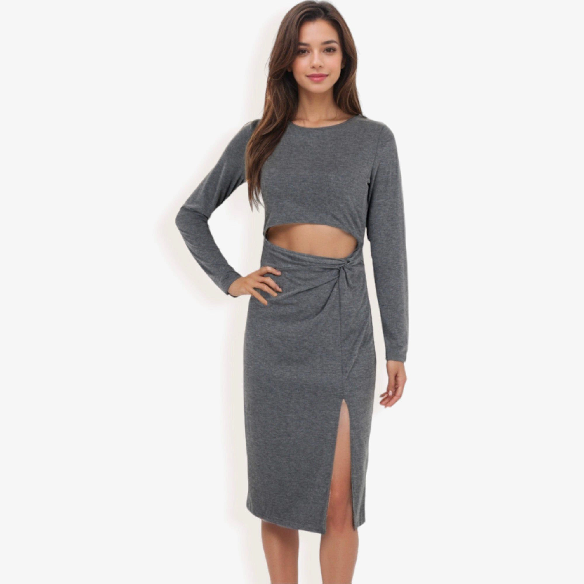 Anna-Kaci Women's Cut-Out Bodycon Midi Dress