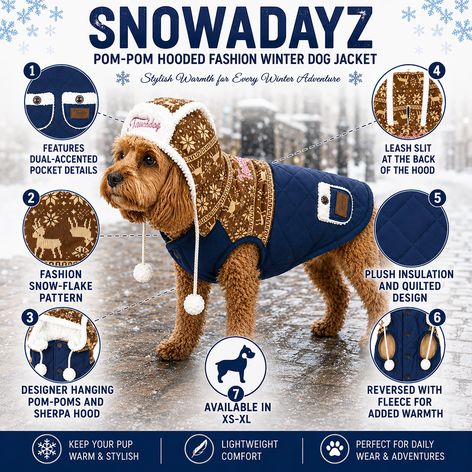 Touchdog ® Snowadayz Pom Pom Pet Hooded Sweater