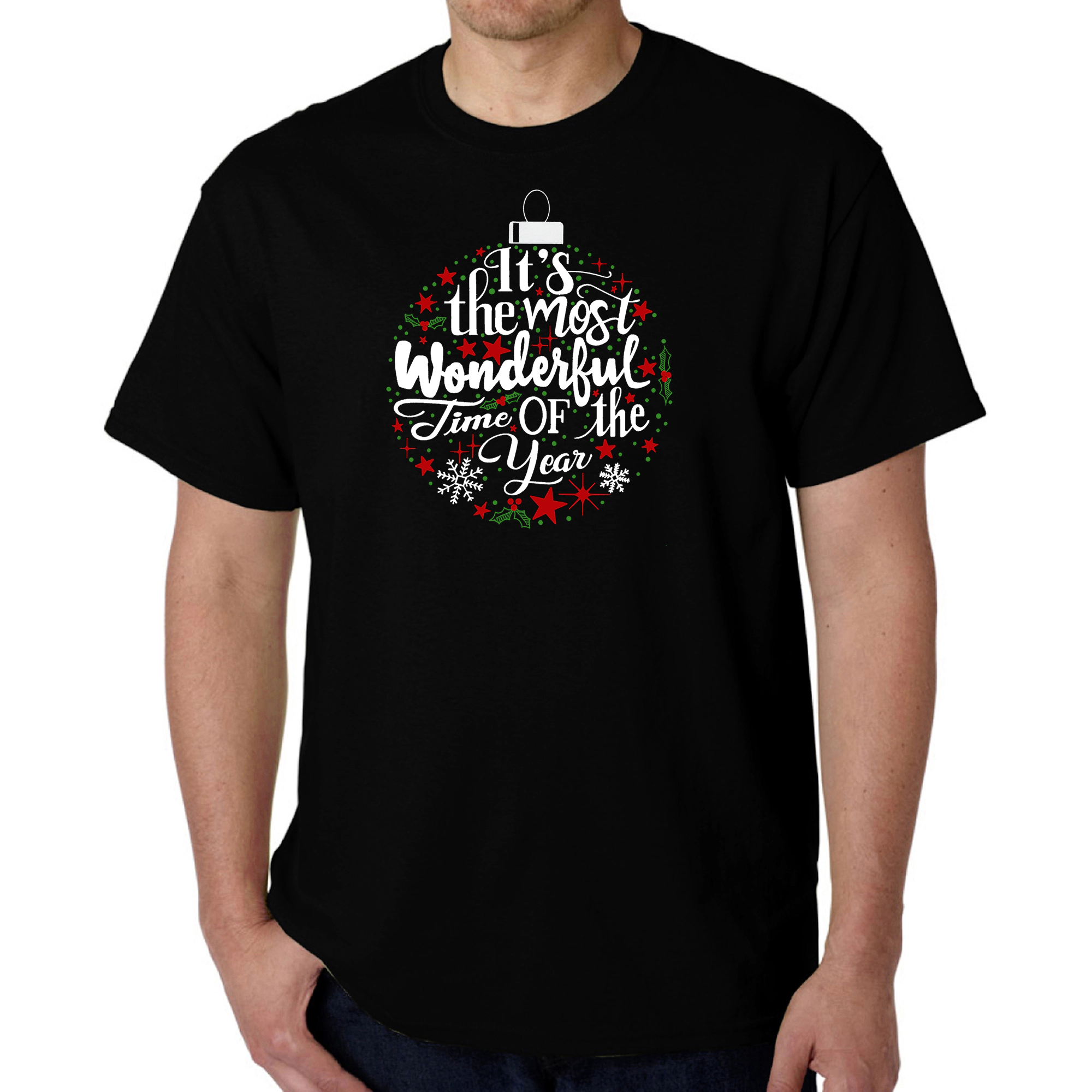 LA Pop Art Men's Word T-Shirt - Christmas Ornament Graphic Tee