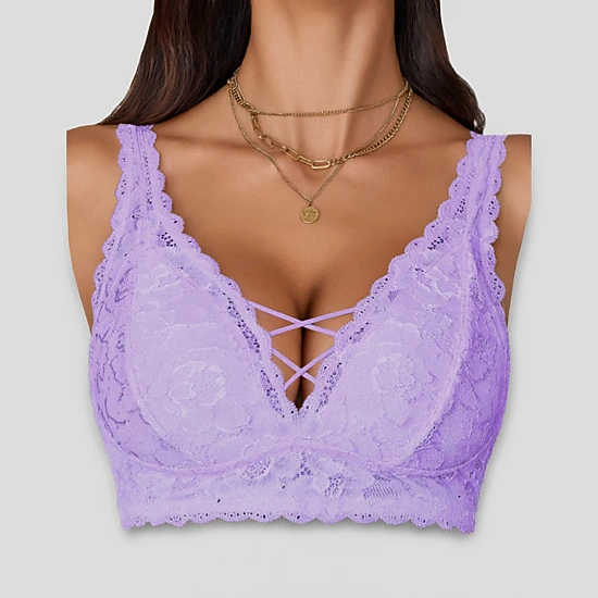 Avidlove Women's Lace V Neck Strappy Wireless Bralette