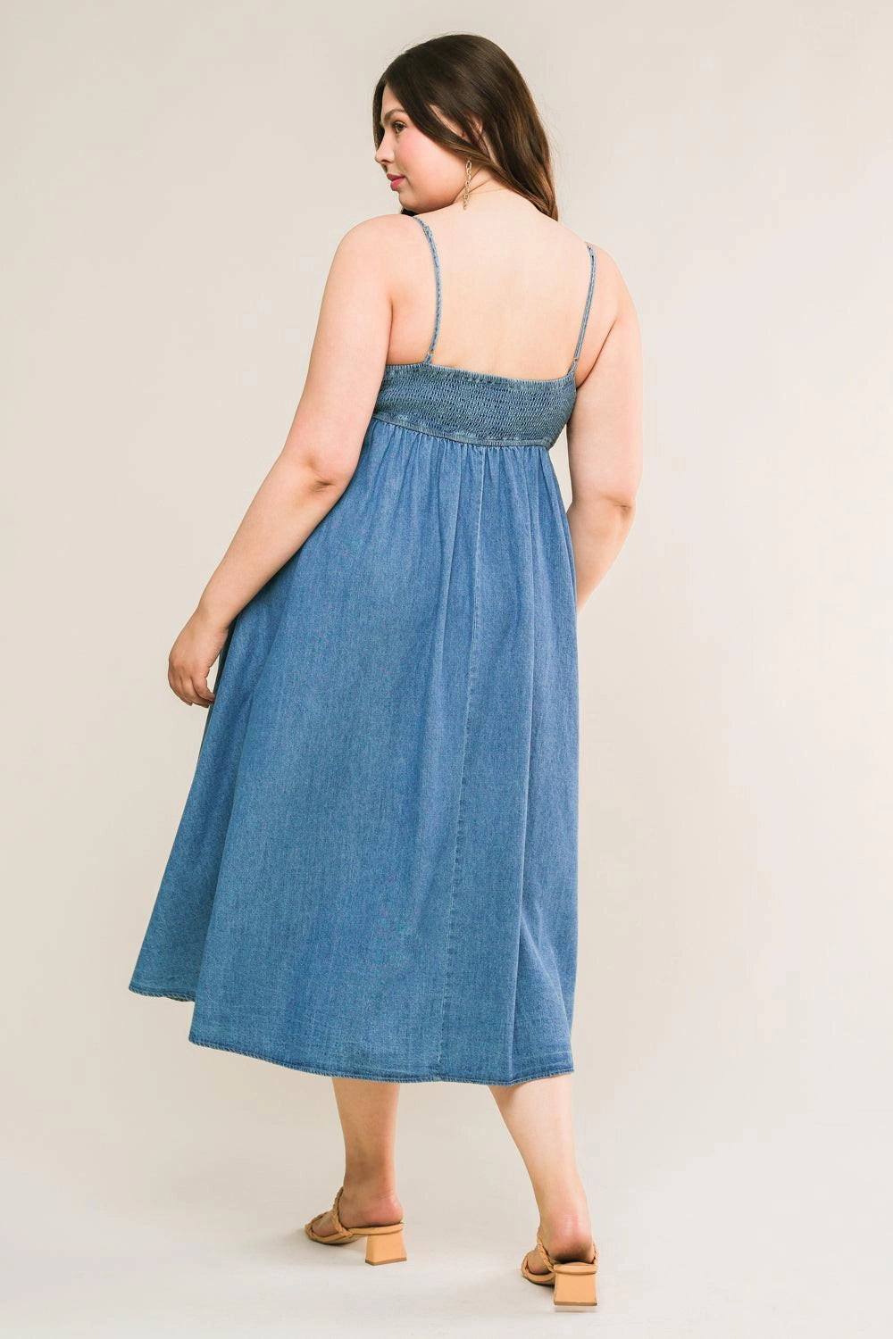 TRUEDAMES Women Captivating Heart Denim Midi Dress