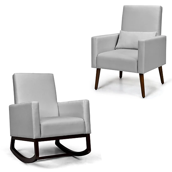 LJG 2-in-1 Fabric Upholstered Rocking Chair with Pillow