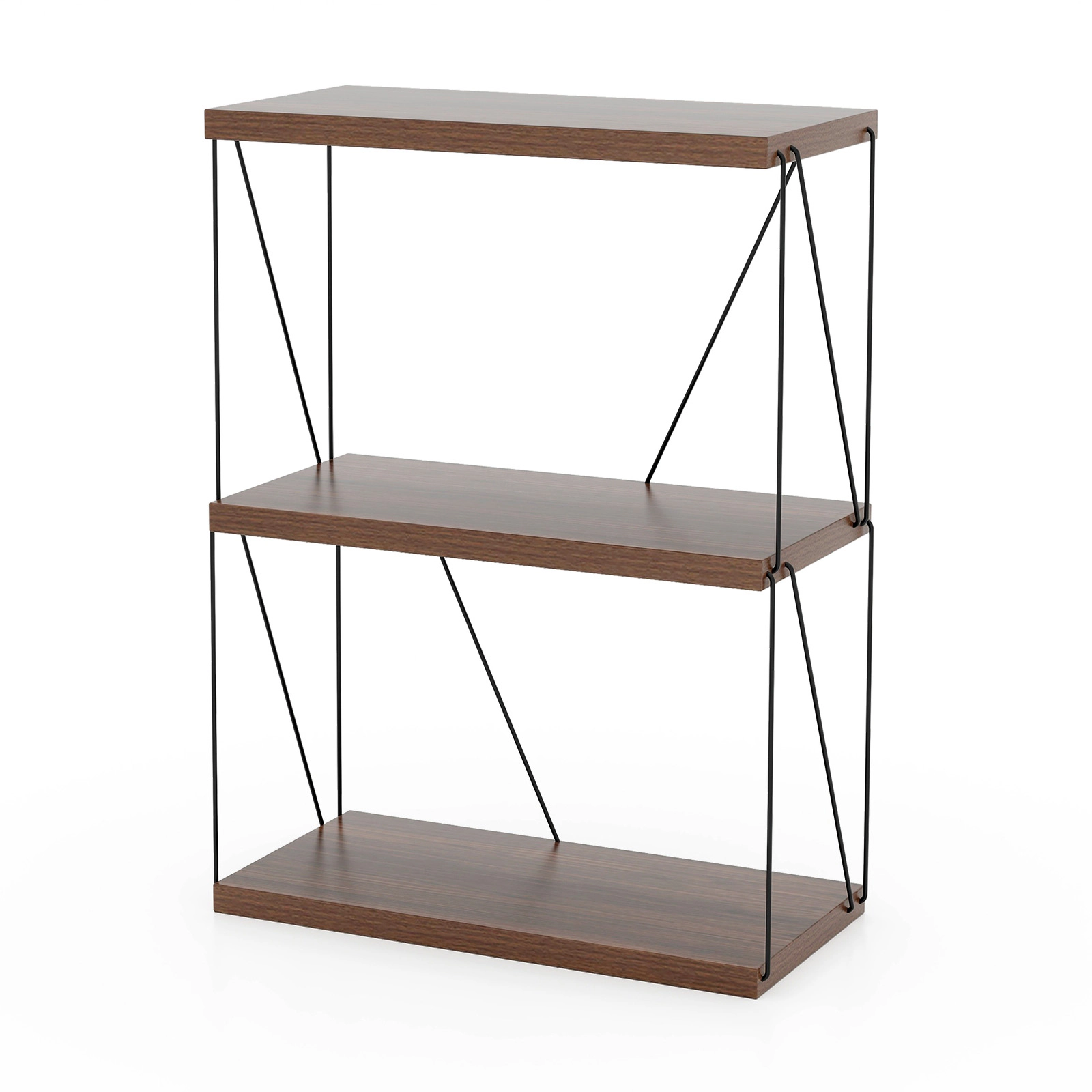 SUGIFT Walnut 3-Tier Multipurpose Display Rack 58 in with Metal Frame