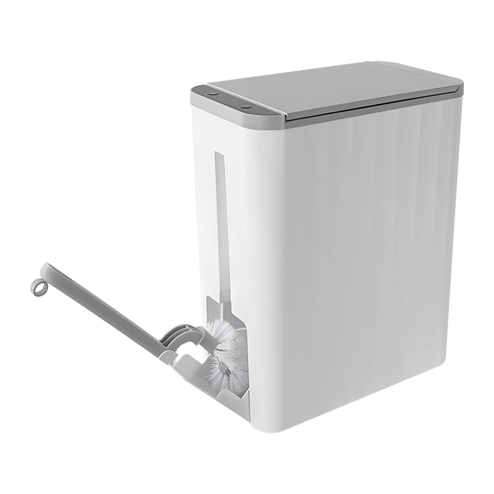 Ninestars Slim 2.6-Gallon Plastic Motion Sensor Trash Can With Toilet Brush