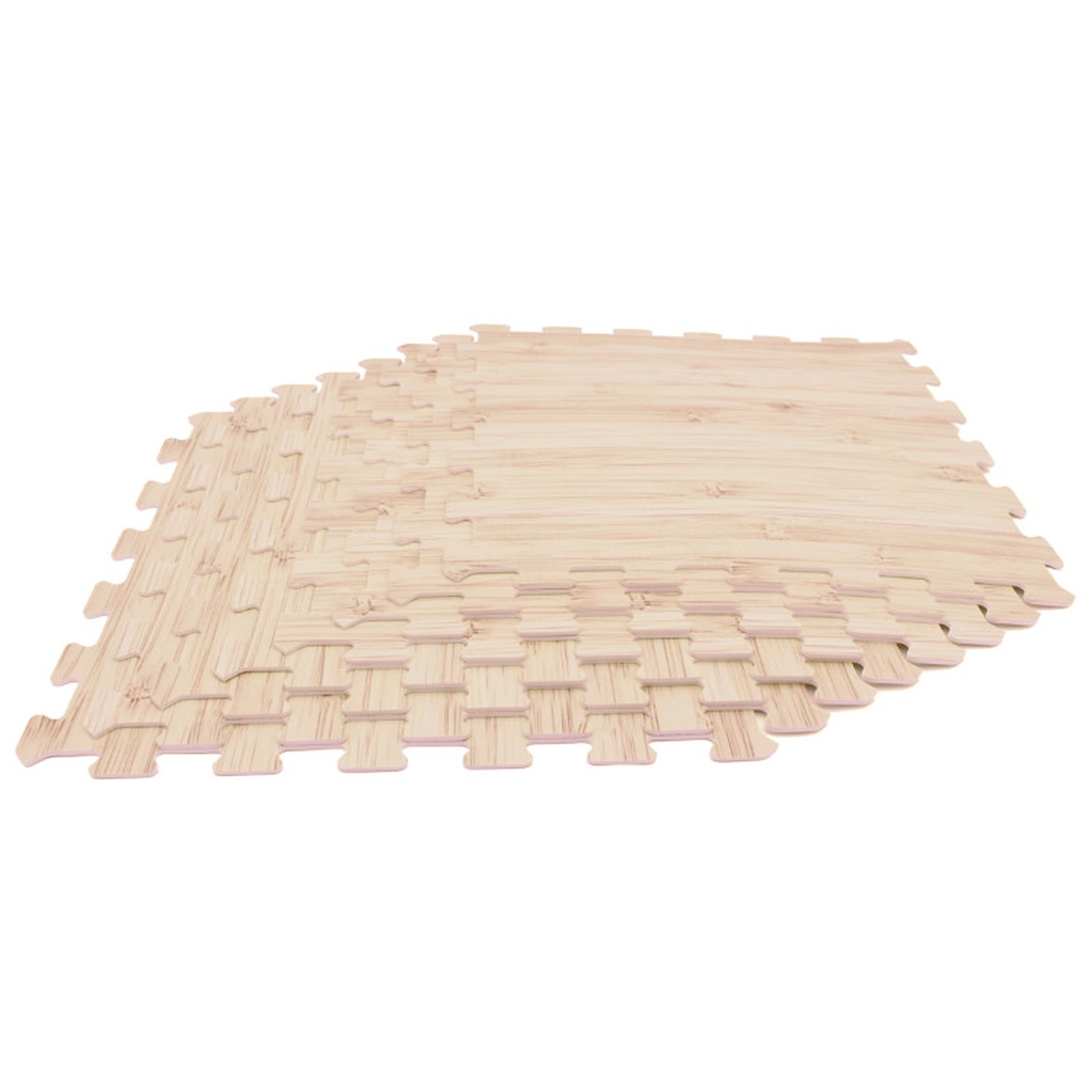 SUGIFT Natural 8 Piece Wood Texture Interlocking Foam Floor Mats with Cuttable Edges 20-in W 20-in D 0.16-in H