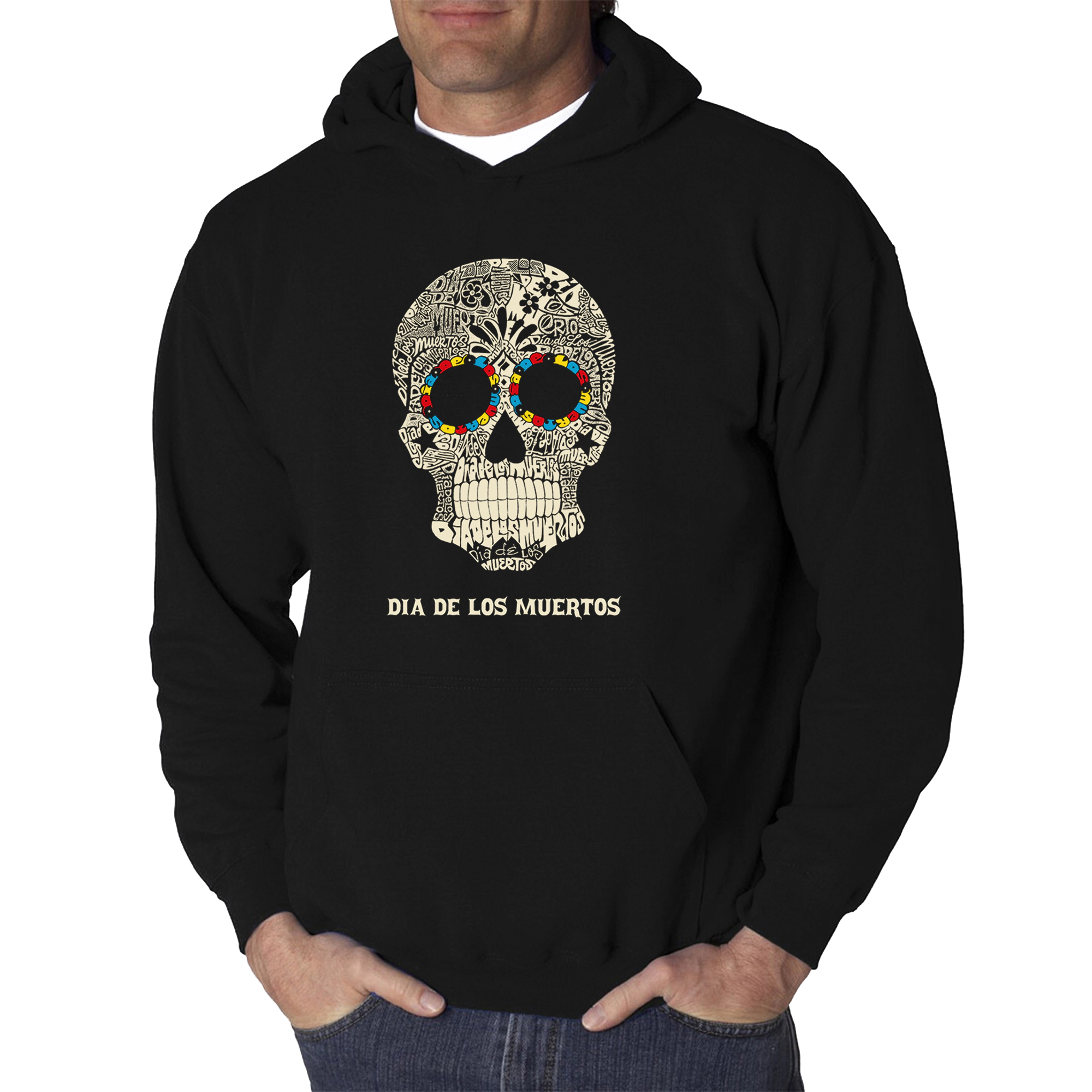 LA Pop Art Dia De Los Muertos - Men's Word Hooded Sweatshirt