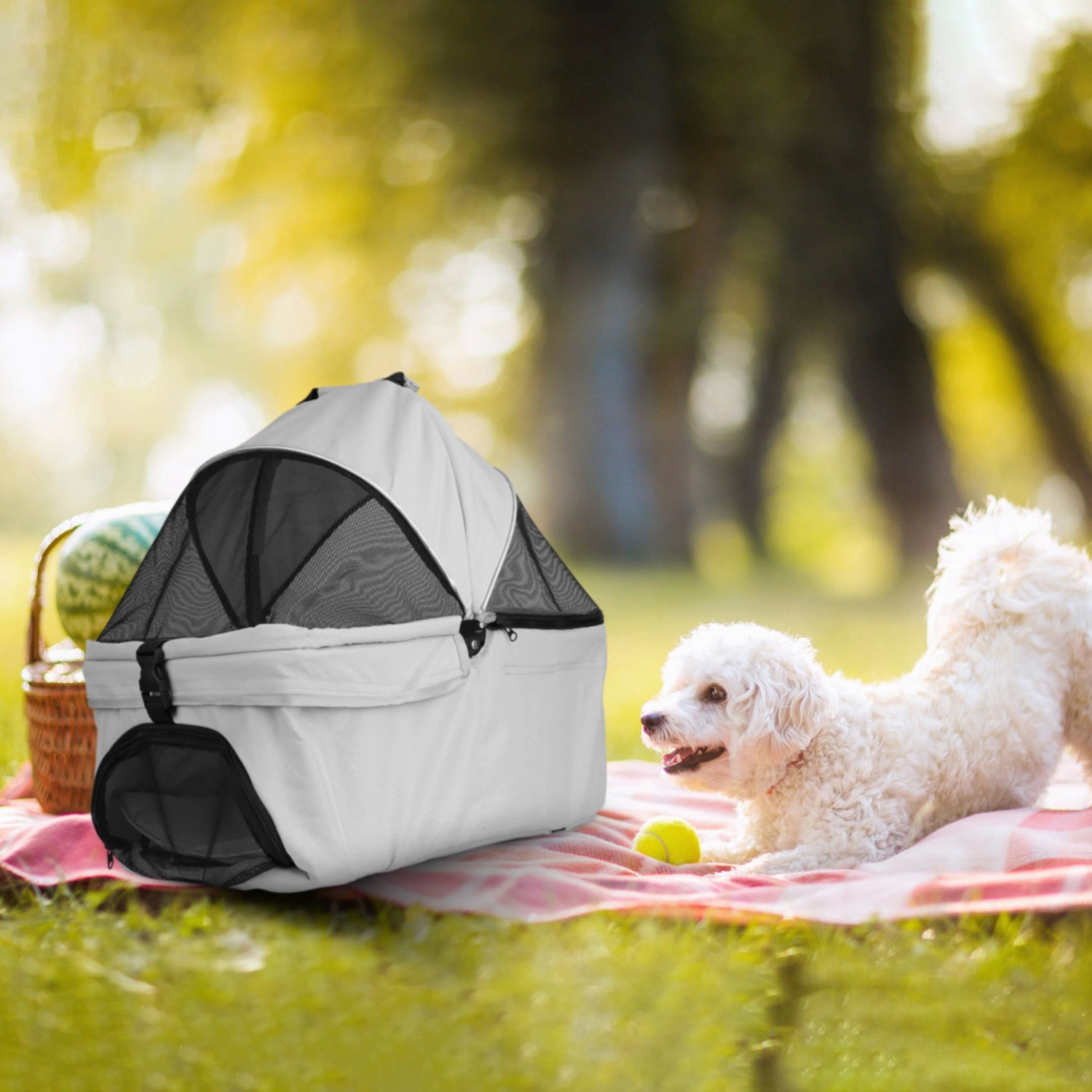 GBruno Foldable 4-Wheel Pet Stroller With Storage