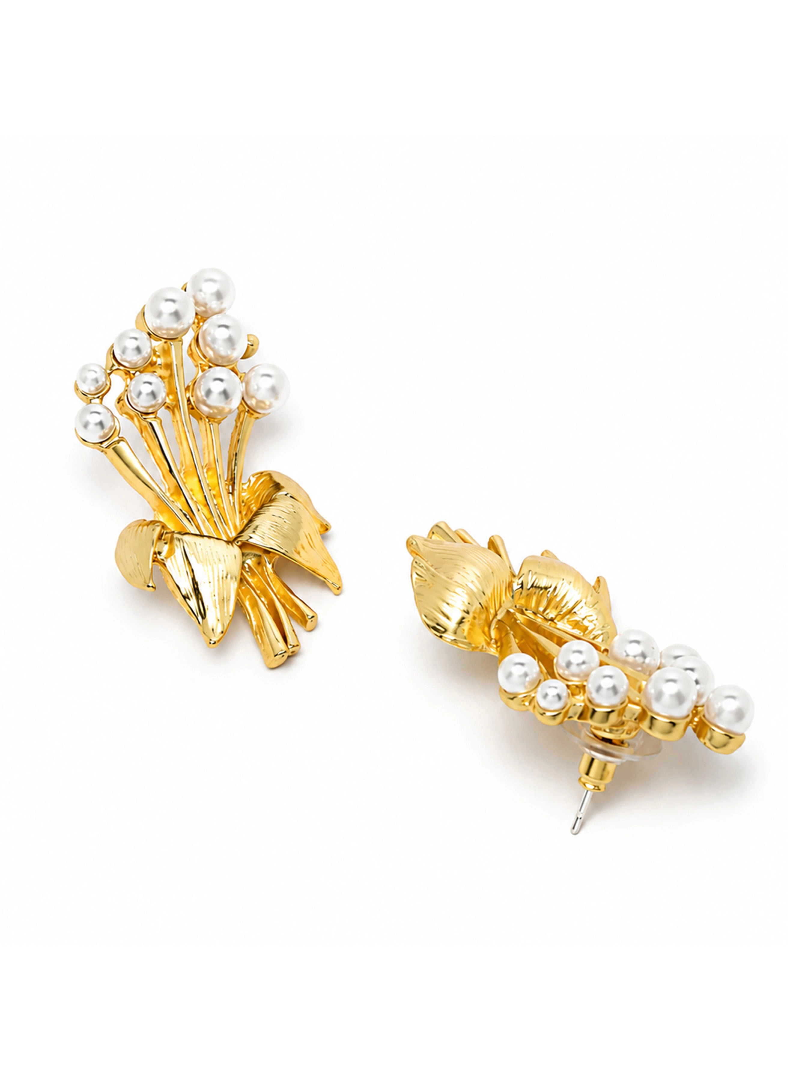 AGP PARIS Womens Gold-Plated Hibiscus Pearl Drop Earrings