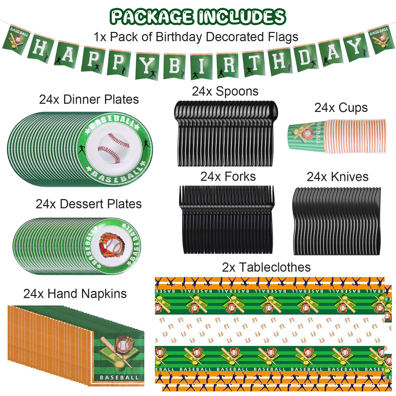 GBruno 171-Piece Baseball Party Supplies Kit