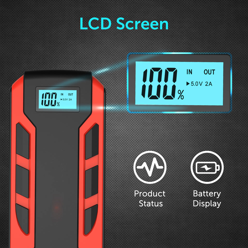 Alpha Digital 800A Peak, 10,000mAh, 6.0L Gas/3.0L Diesel - Car Jump Starter