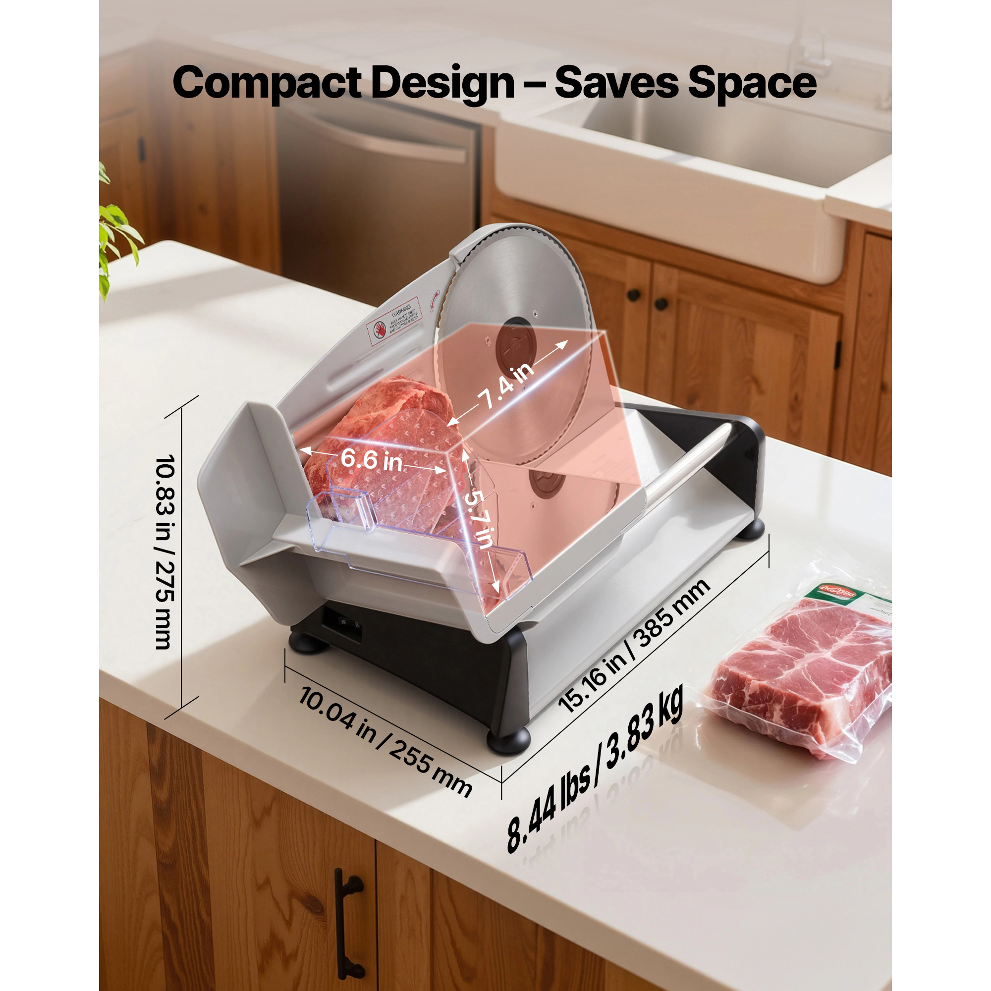 HONGGE Meat Slicer, Electric Deli Slicer with SUS420 Blade, 0-0.6 Adjustable Thickness, Home Food-Slicer for Meat, Ham
