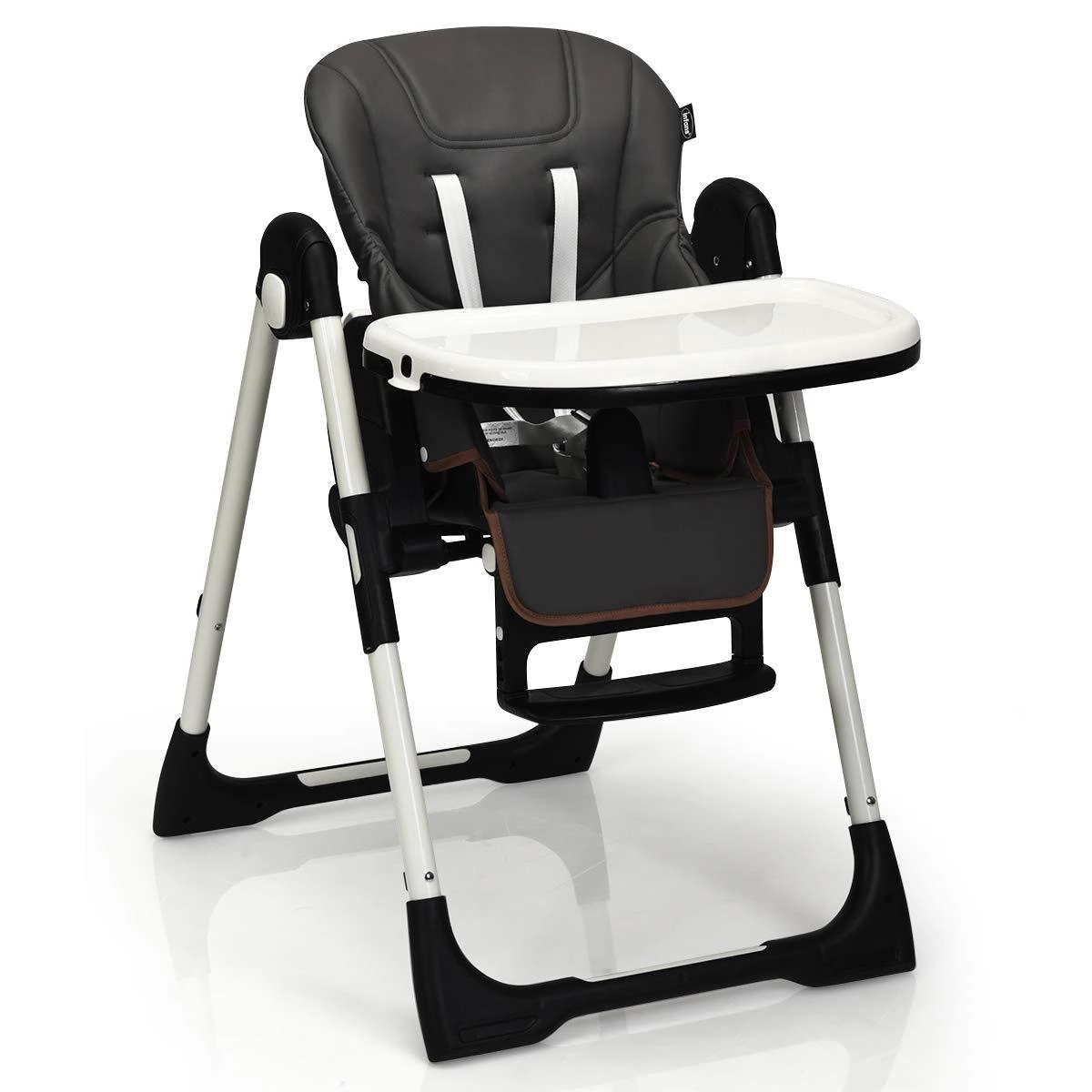 SUGIFT Foldable High Chair with Multiple Adjustable Backrest 50-lb Capacity Ages 0-5 Years Dark Gray