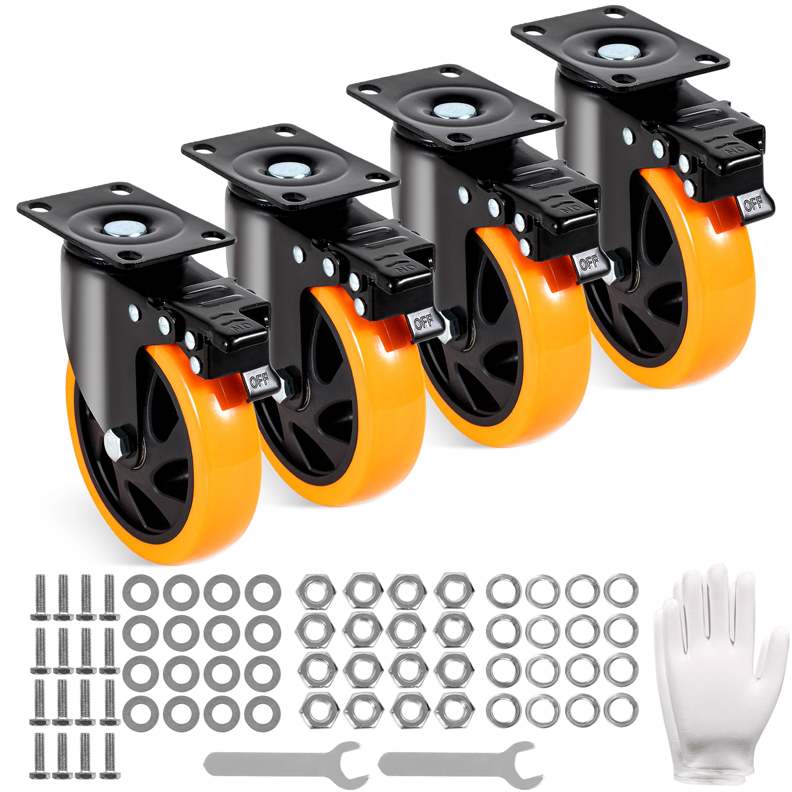 HONGGE Caster Wheels Swivel Plate Casters with Wheels Per Caster Wheels
