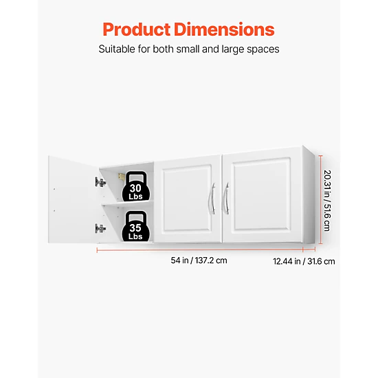 HONGGE Laundry Room Wall Cabinet, 2-Tier Wall Mounted Cabinet with Adjustable Shelf, Cupboard Storage for Kitchen