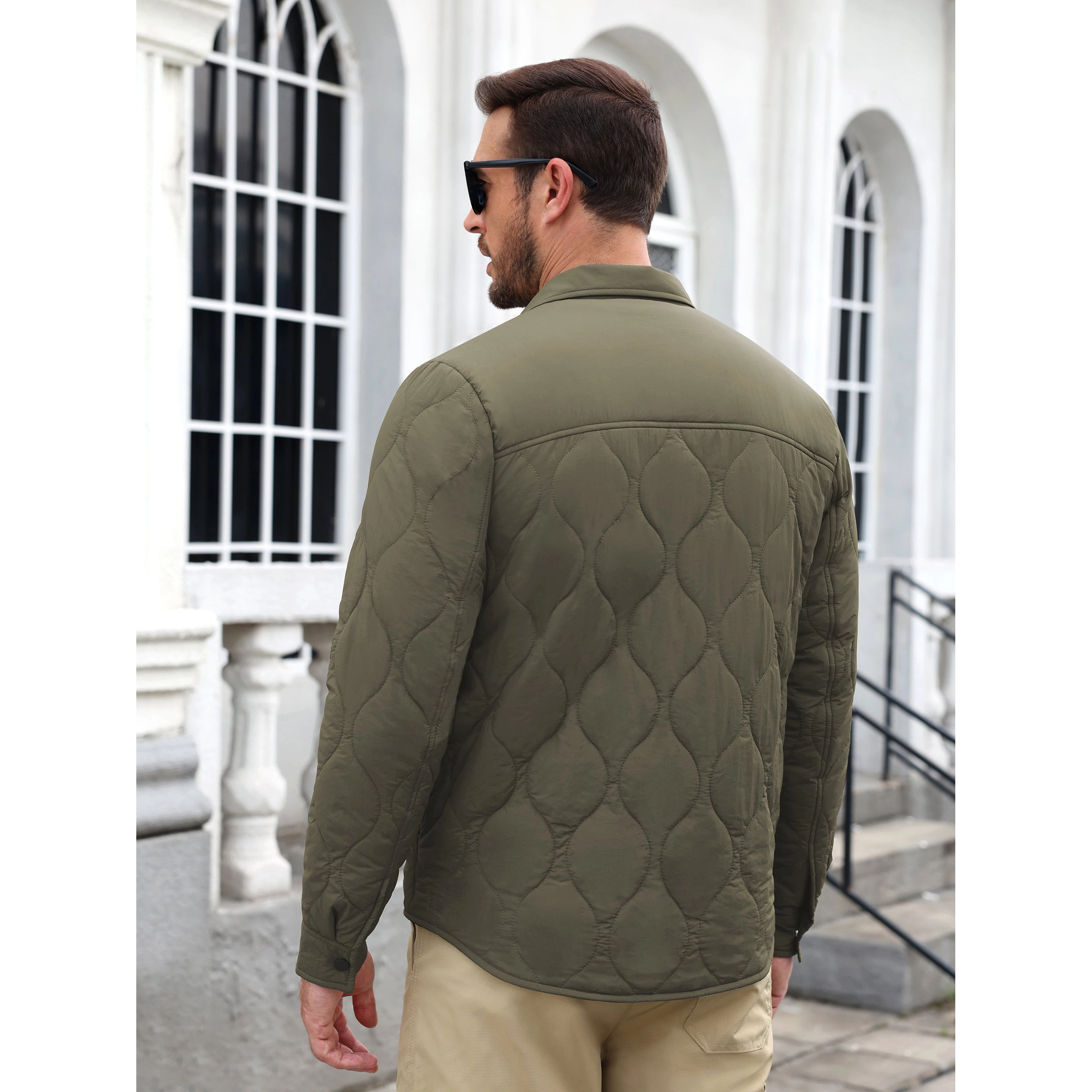 COOFANDY Men's Quilted Snap Button Puffer Jacket with Pockets