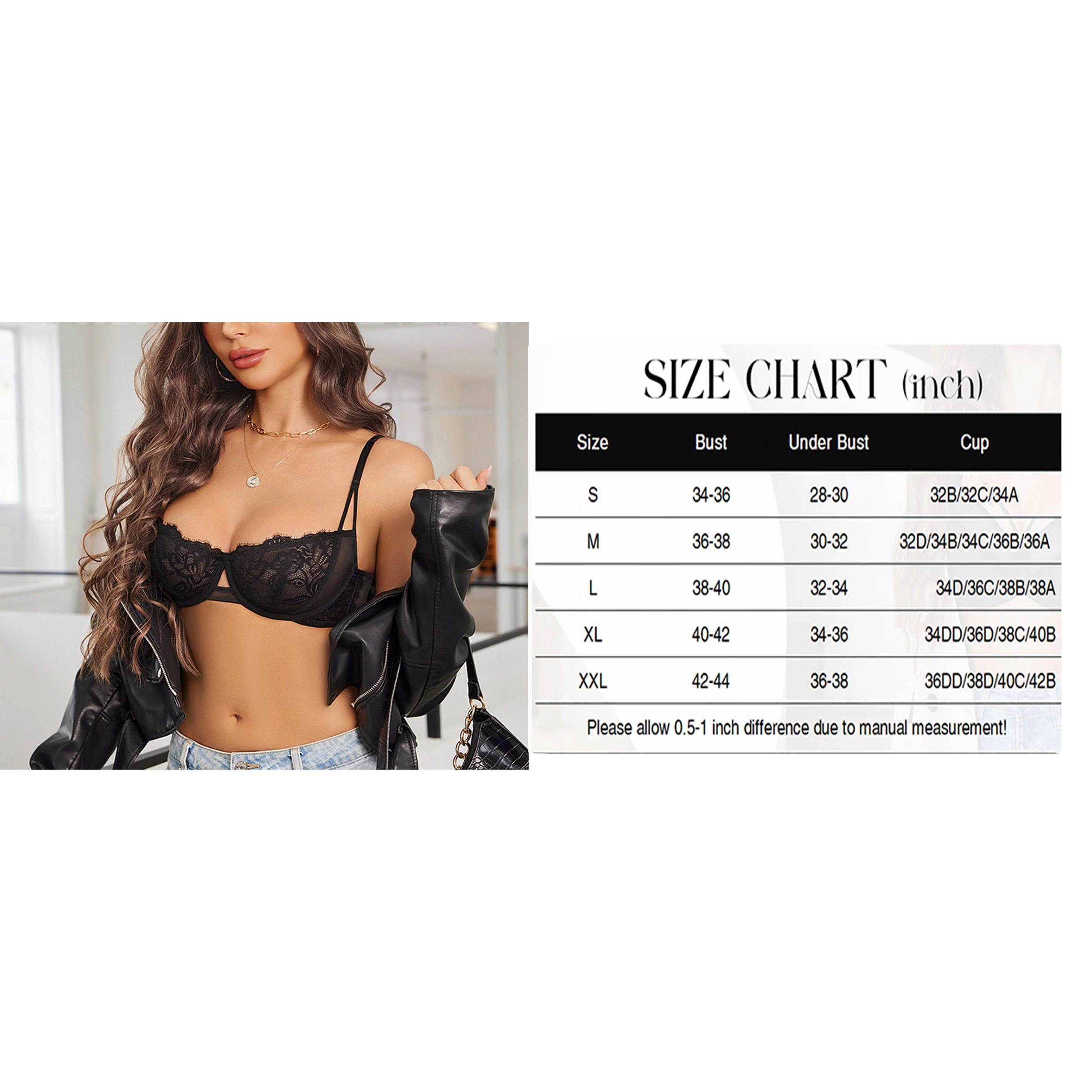 Avidlove Women's Floral Lace Mesh Unlined Underwire Balconette Demi Bra