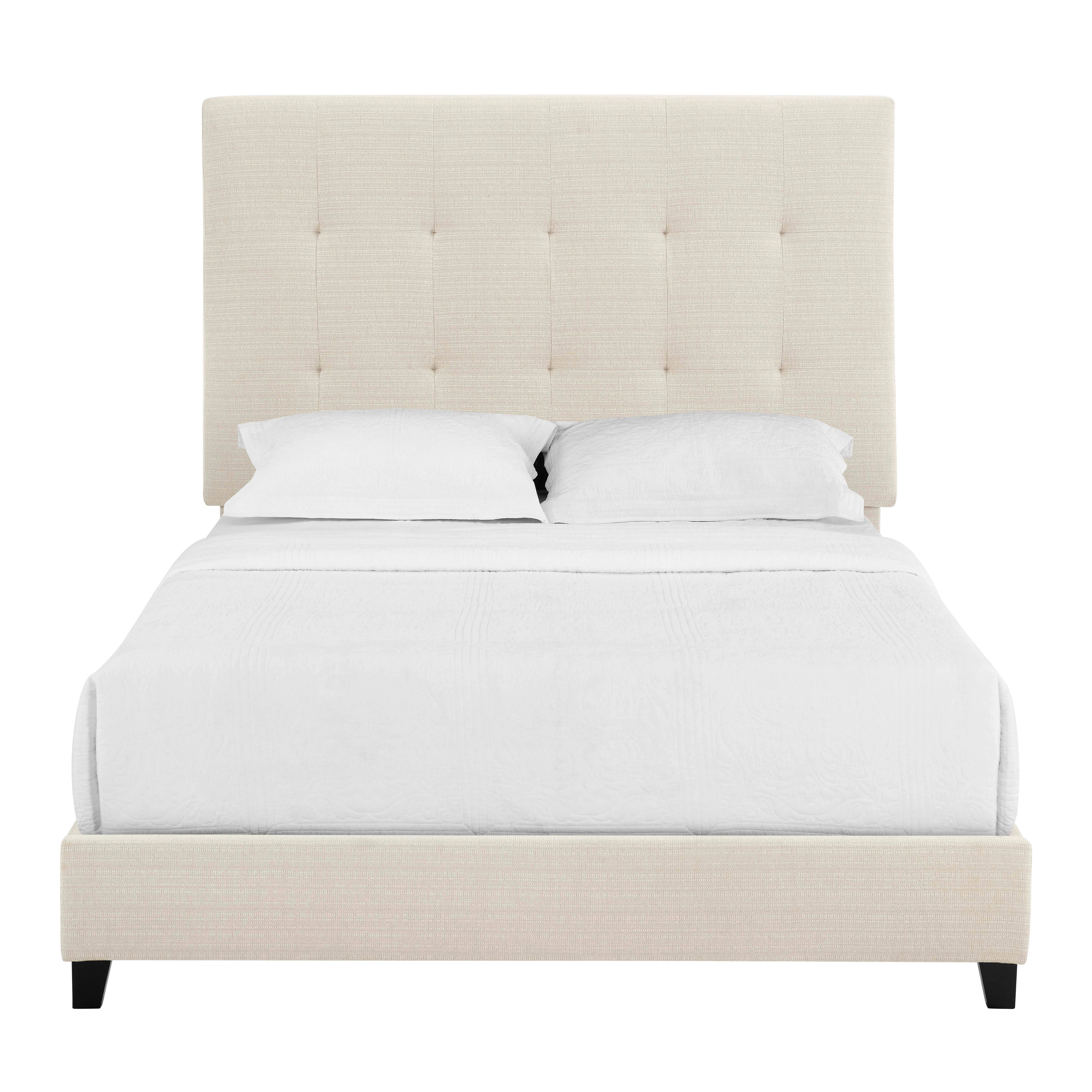 Flynama Queen Beige Tufted Upholstered Platform Bed