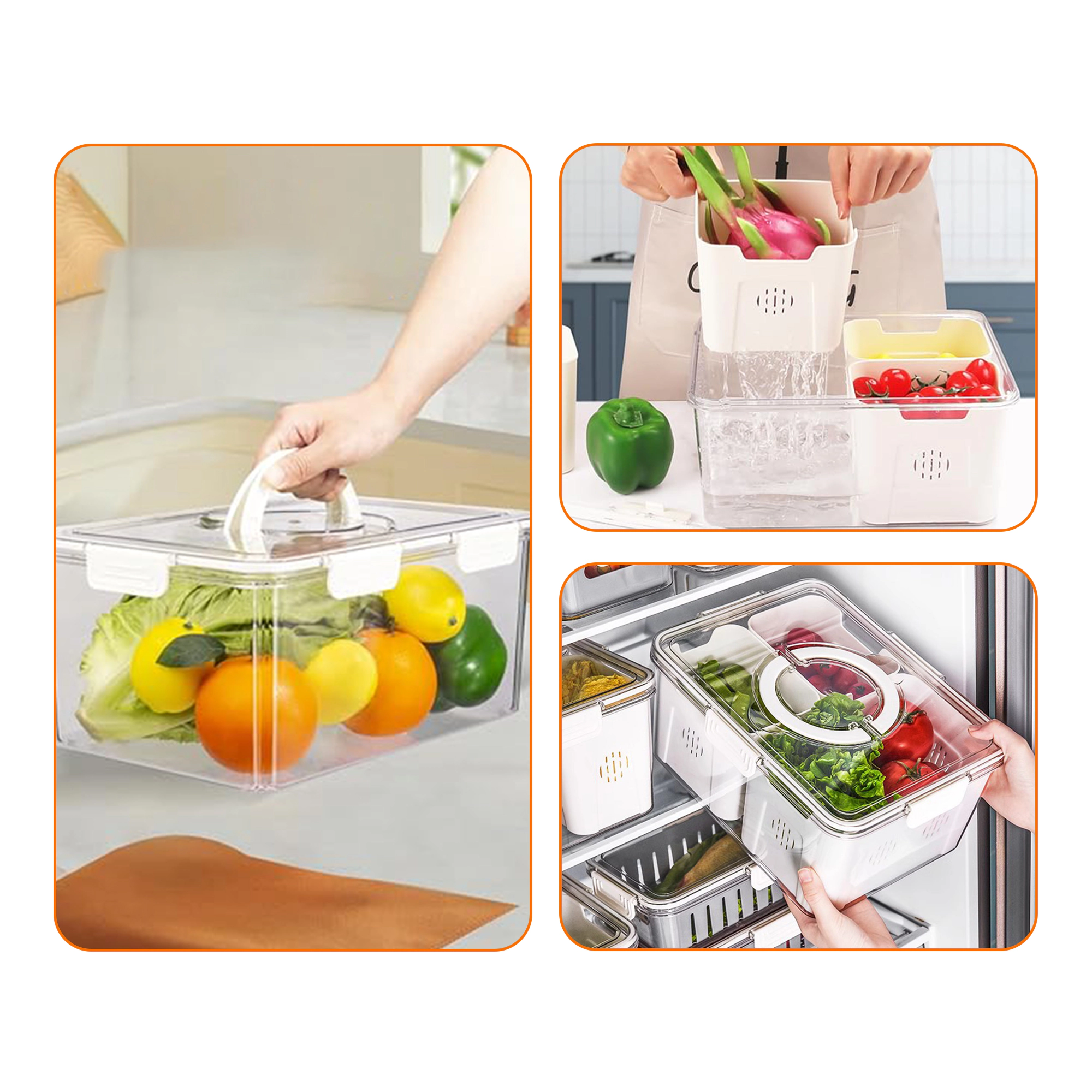 Cheer Collection Airtight Produce Storage Container with 4 Removable Baskets and Carry Handle