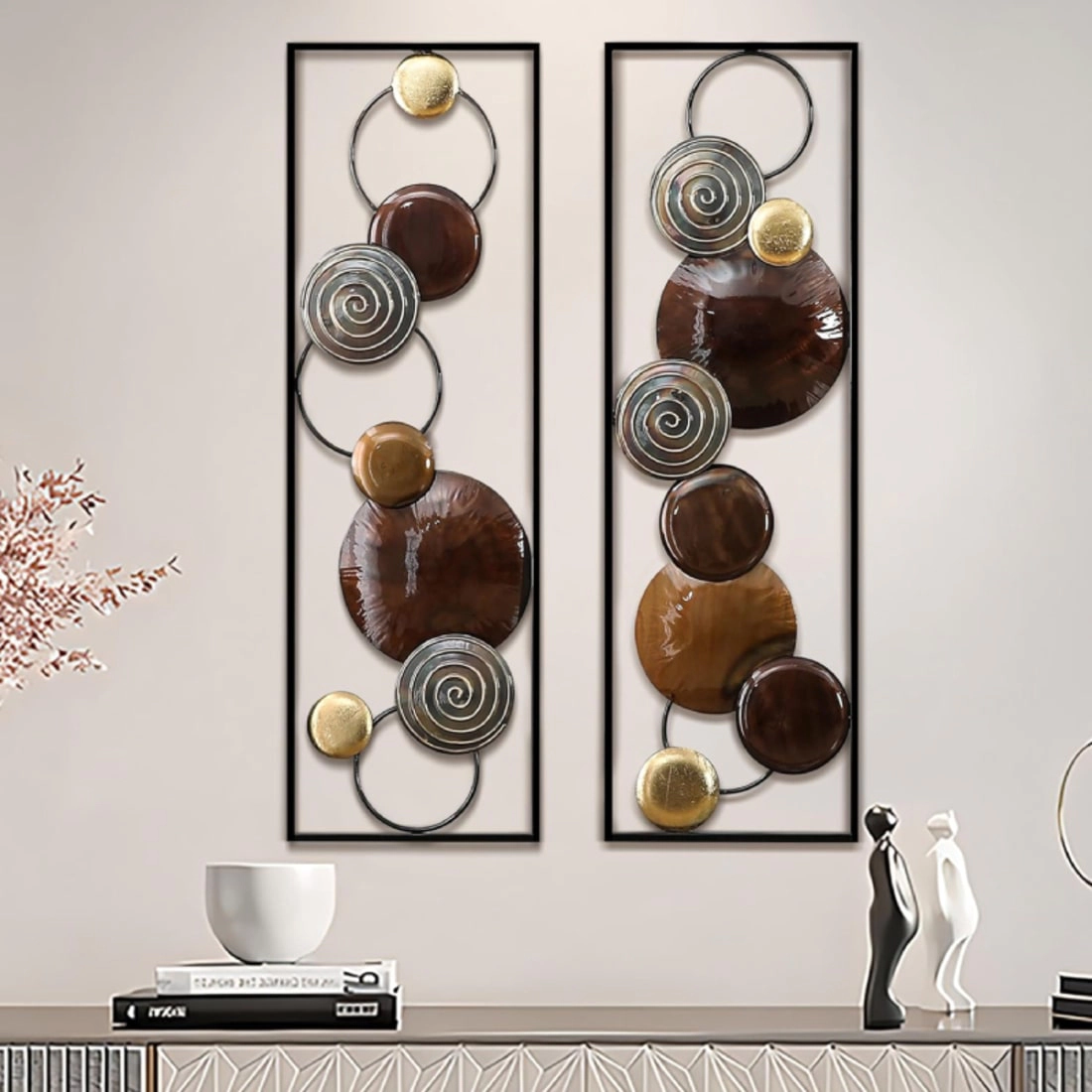 Living Hubss Abstract Metal Wall Art With Frame