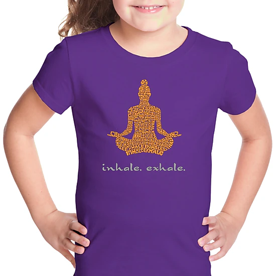 LA Pop Art Girls Word Art T-Shirt - Inhale Exhale