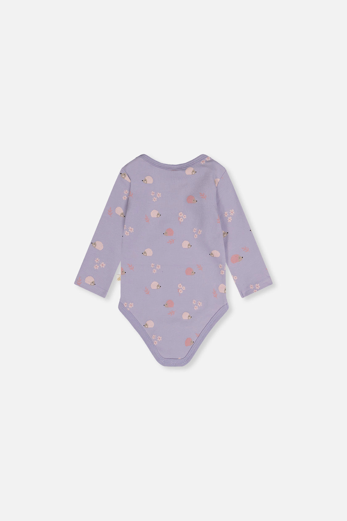 Deux par Girls Organic Cotton Long Sleeve Onesie with Hedgehog Print