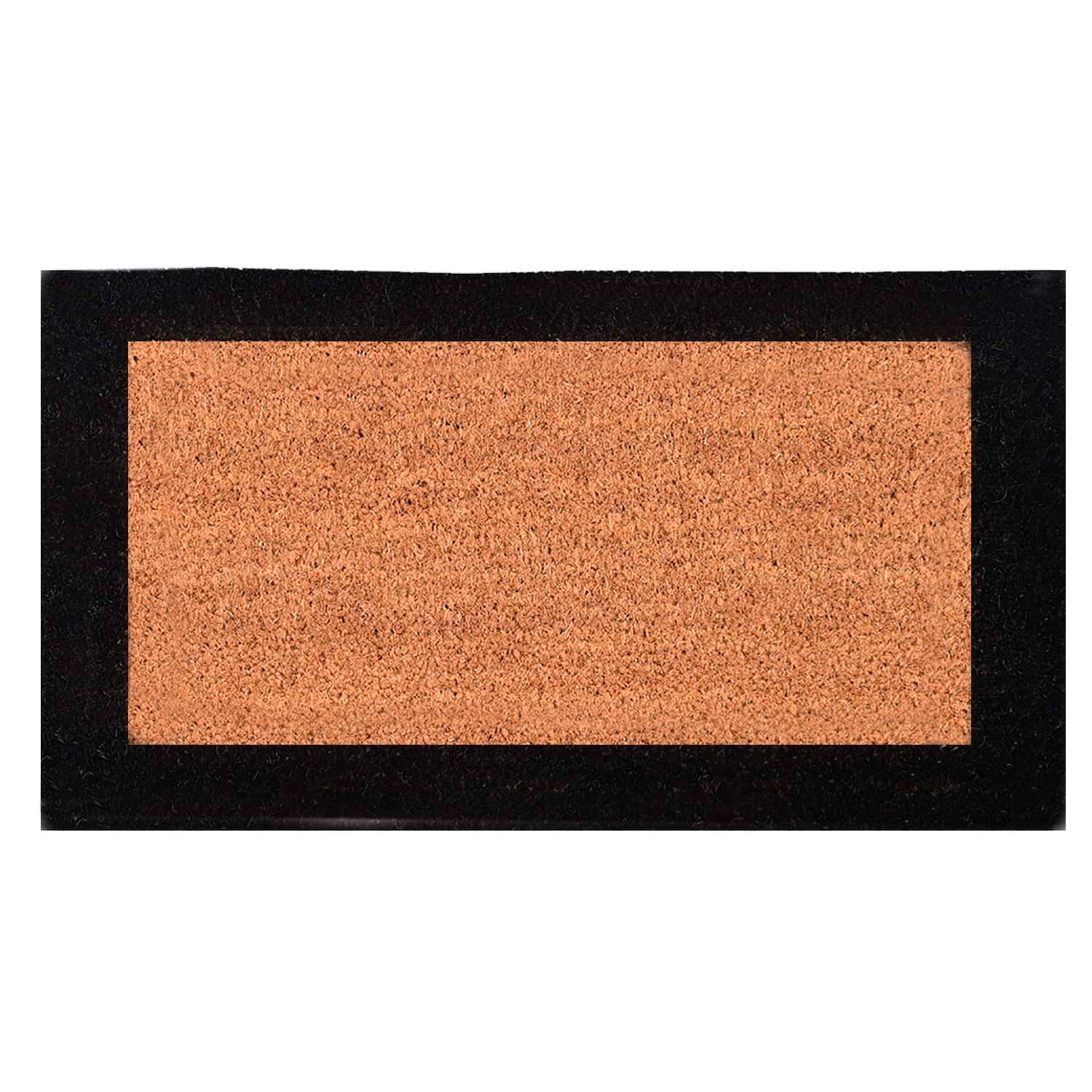 Evideco French Home Goods Natural with Black Border Black Border Coir Doormat 24 x 13 Inches