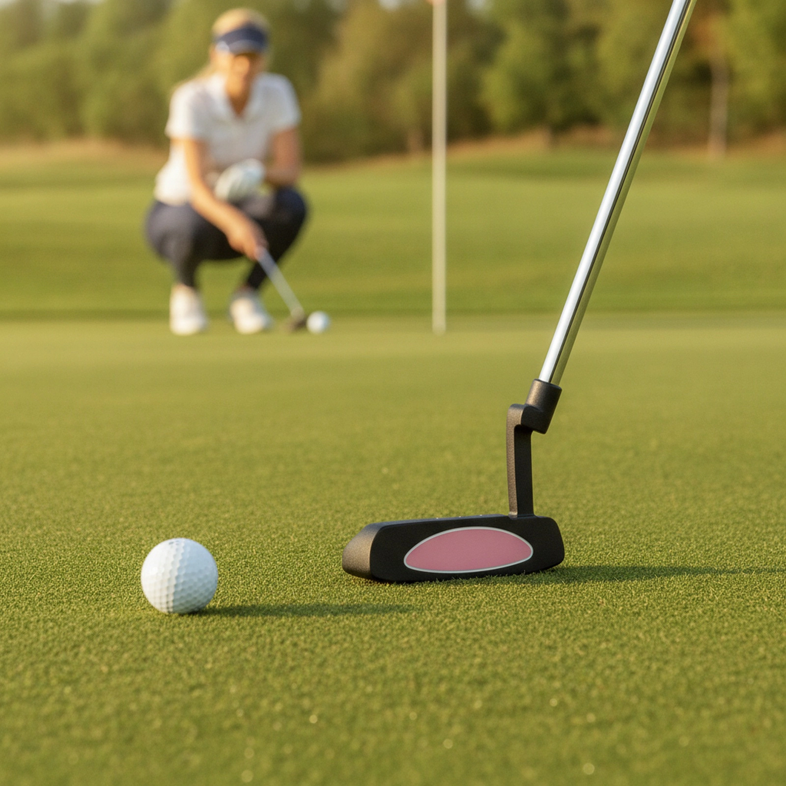 30-in Junior Mallet Putter for Kids Ages 11-14 Zinc Alloy Head Alignment Aid Steel Shaft Right Handed Pink