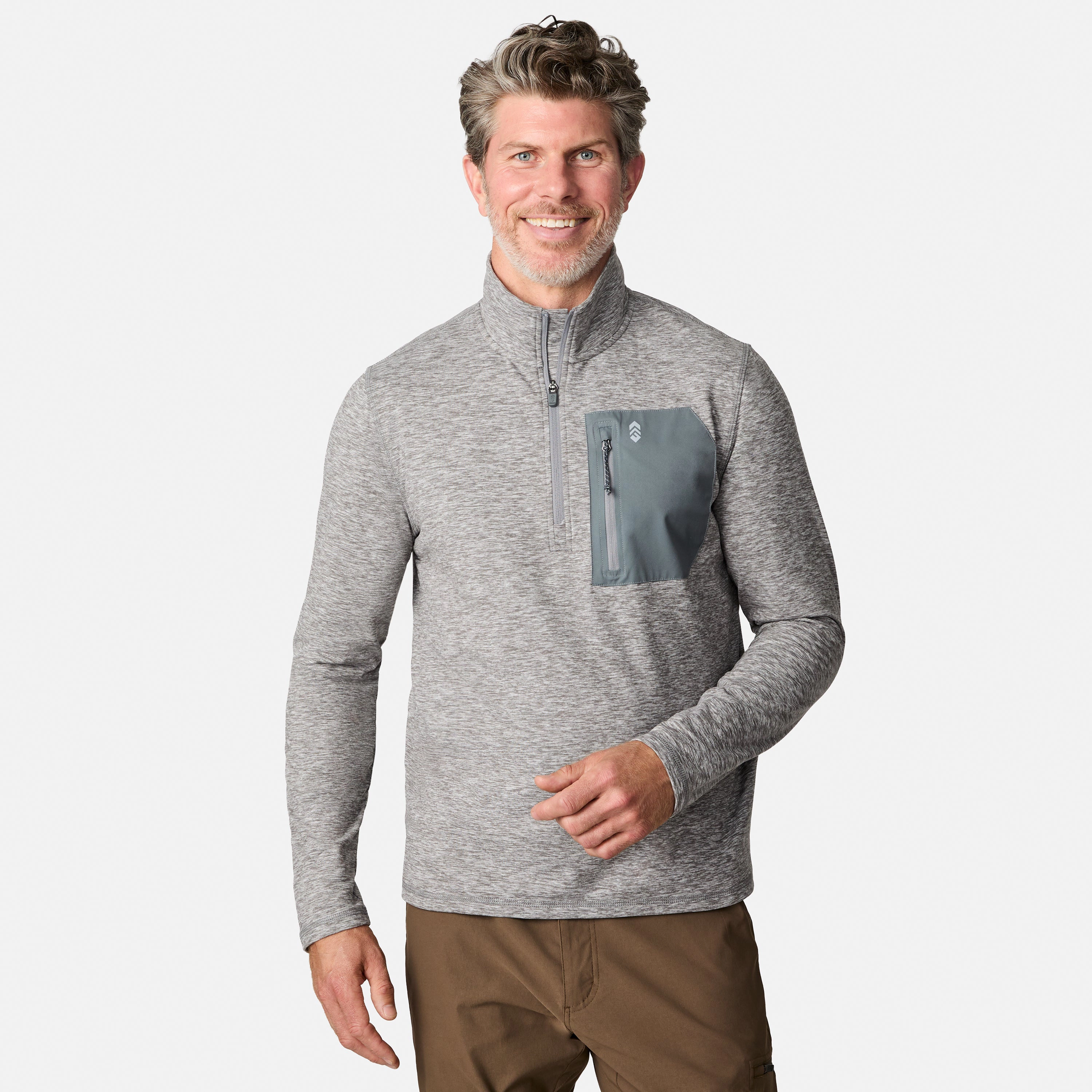 Free Country Men's Sueded Spacedye Quarter-Zip Long Sleeve Shirt