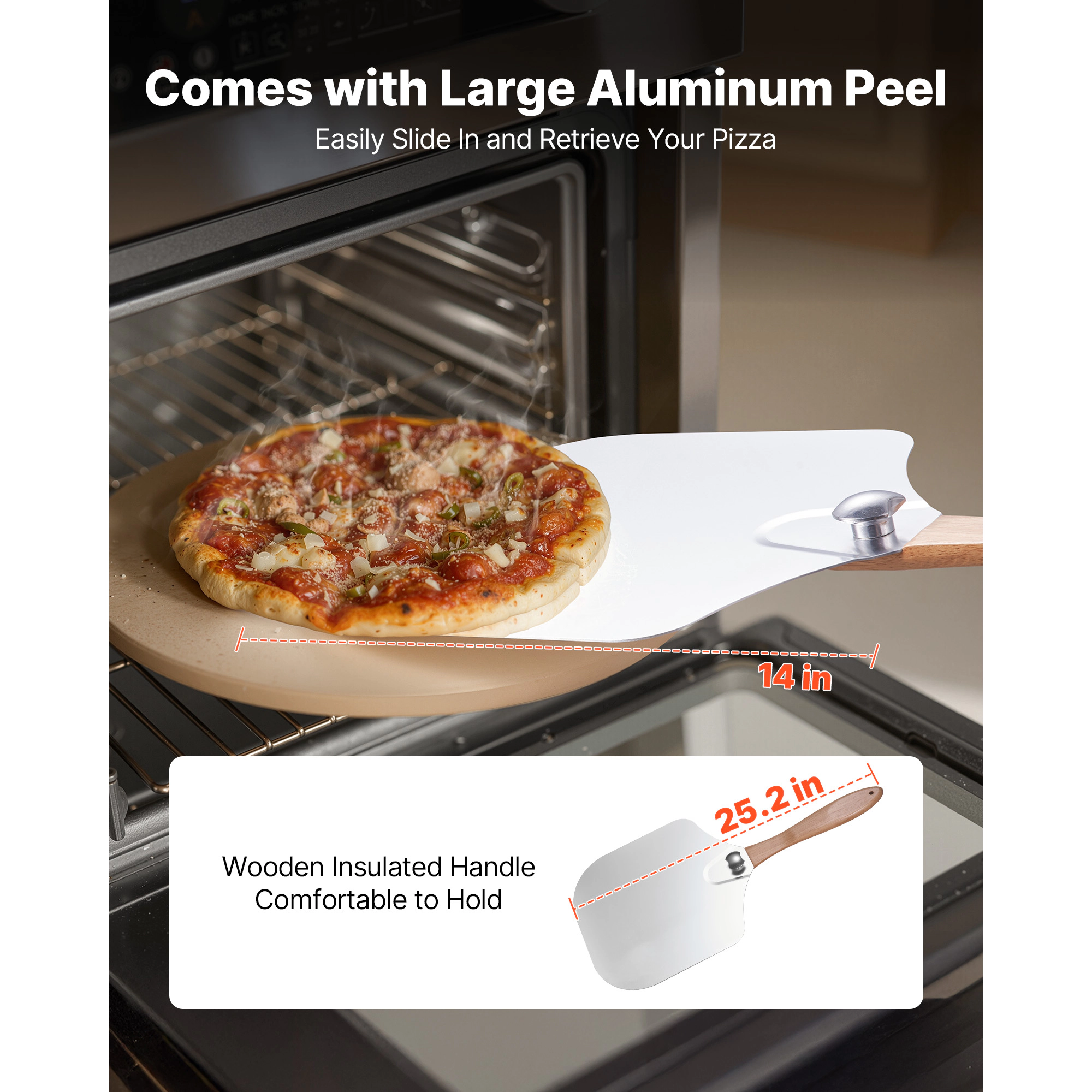 HONGGE Large Cordierite Pizza Stone 1450℉ Heat-Resistant for Oven BBQ