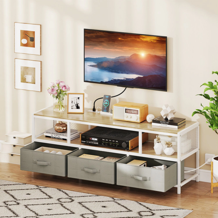 Hivvago Tv Stand For Tvs Up To 65 Inches With Power Outlets Usb Charging