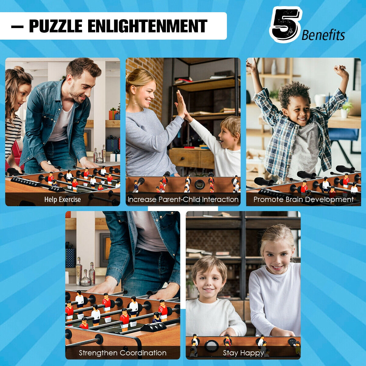 SUGIFT 4-in-1 32-in Tabletop Foosball Game Table Set with Billiards Hockey Table Tennis and Scoreboards