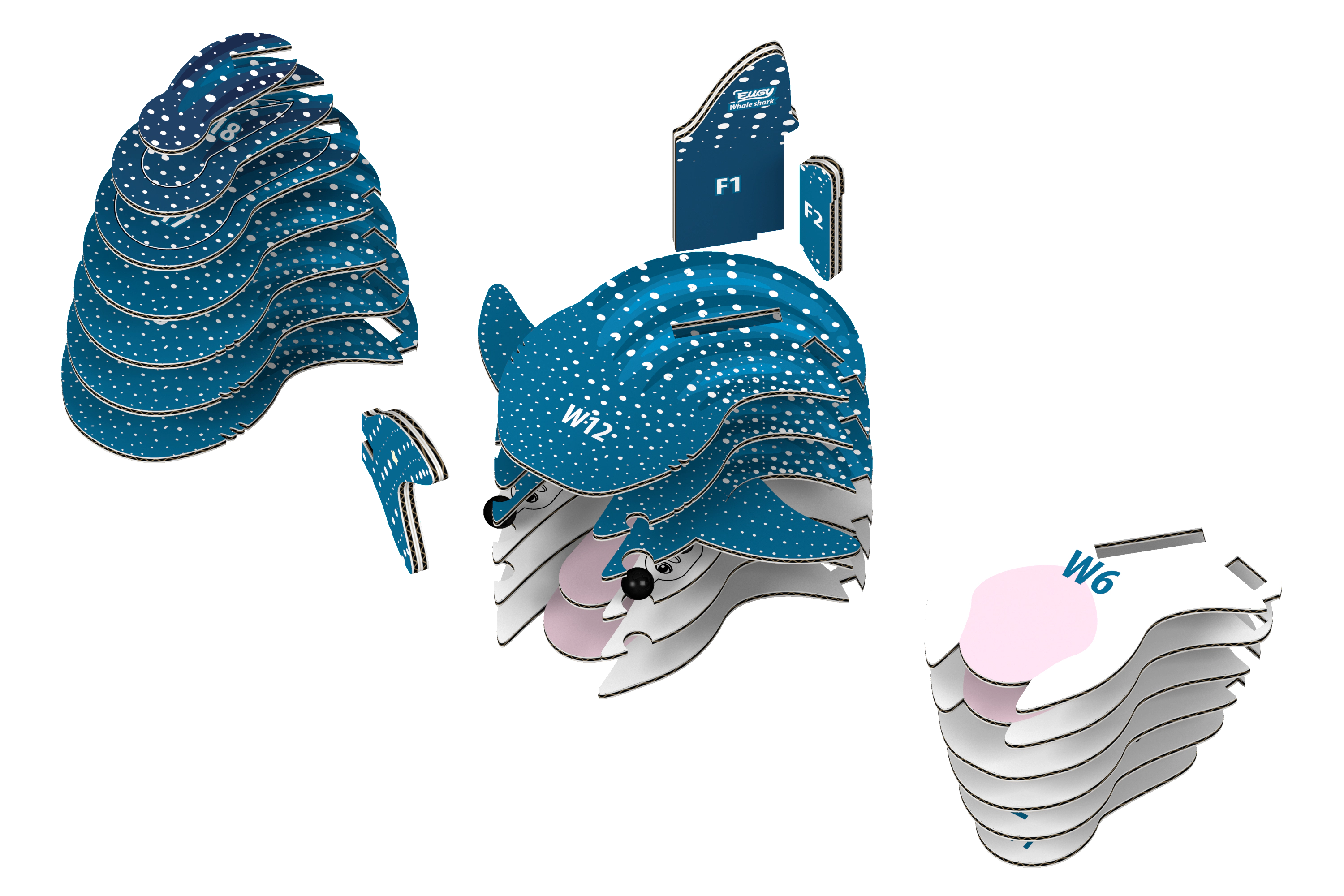 EUGY Whale Shark 3D Puzzle - contains 22 puzzle pieces