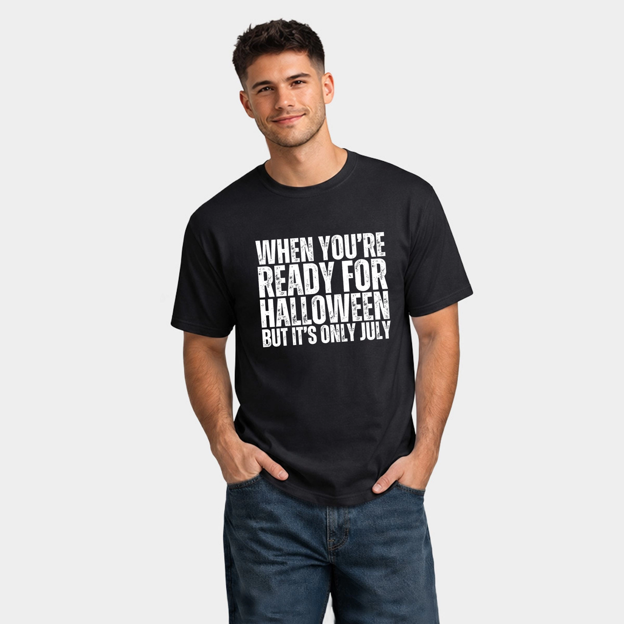 Simply Sage Market - Men's Garment Dyed Graphic T-Shirt When You're Ready For Halloween